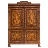 An exceptional second half of the 18thC Dutch mahogany veneered cabinet with floral marquetry, H 241
