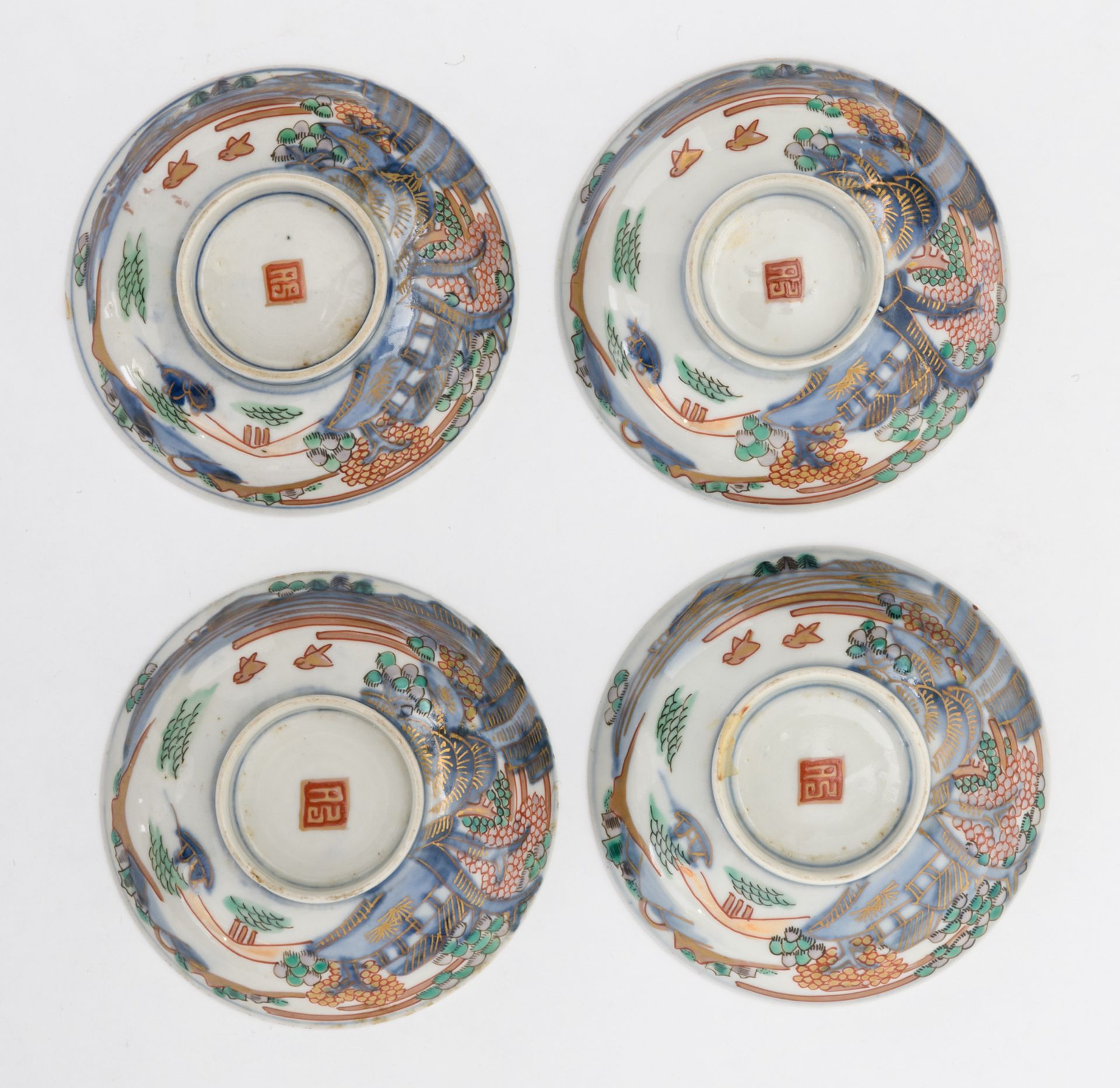 A Chinese blue and white and famille rose floral decorated dish, 18thC; added a ditto blue and white - Image 13 of 13