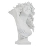 Lecorney, a biscuit bust of a bacchante, marked 'E.B. Paris', H 47 cm