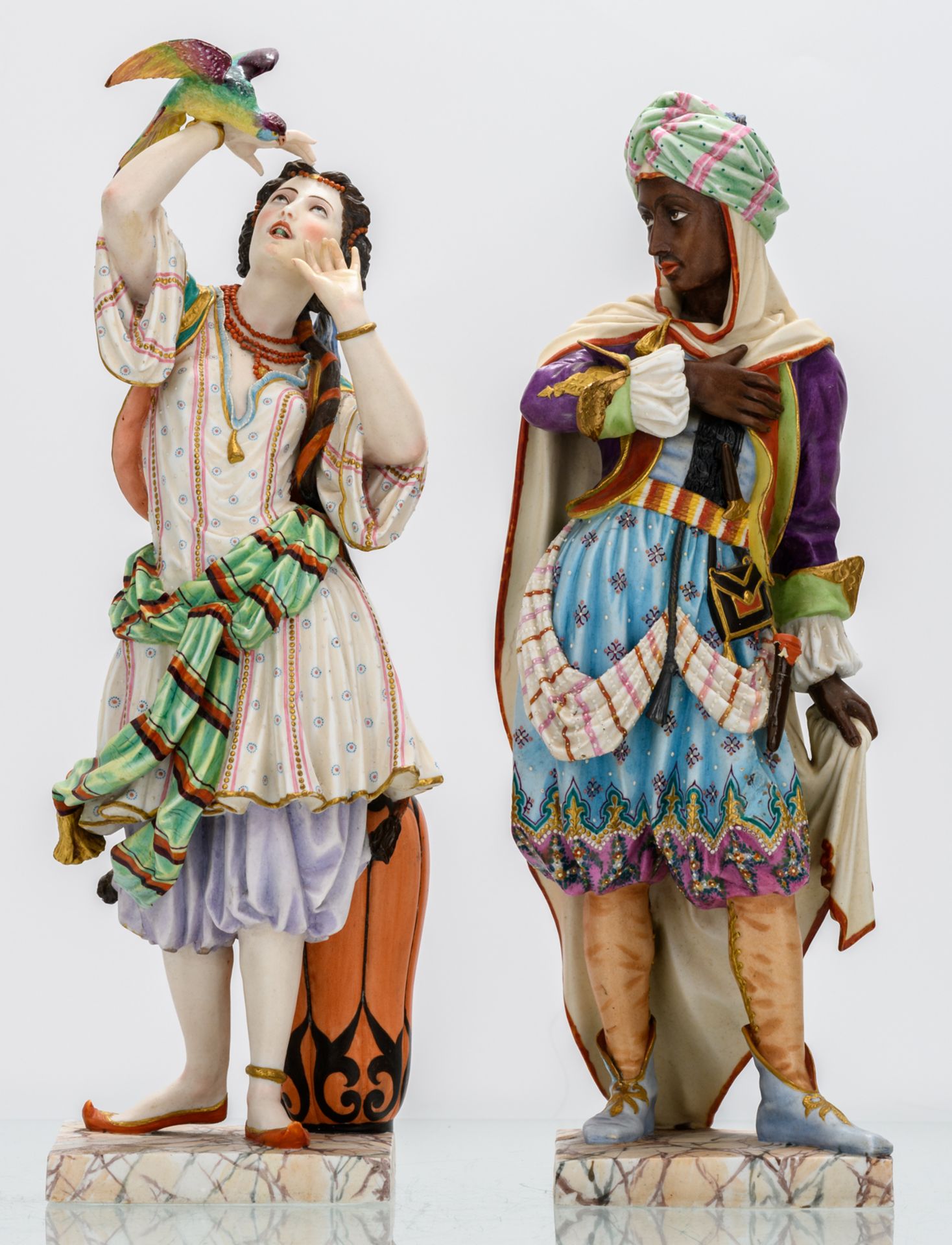 A polychrome decorated biscuit Moorish couple, marked J.G. (Jean Gille - Paris - active 1840- - Image 2 of 11