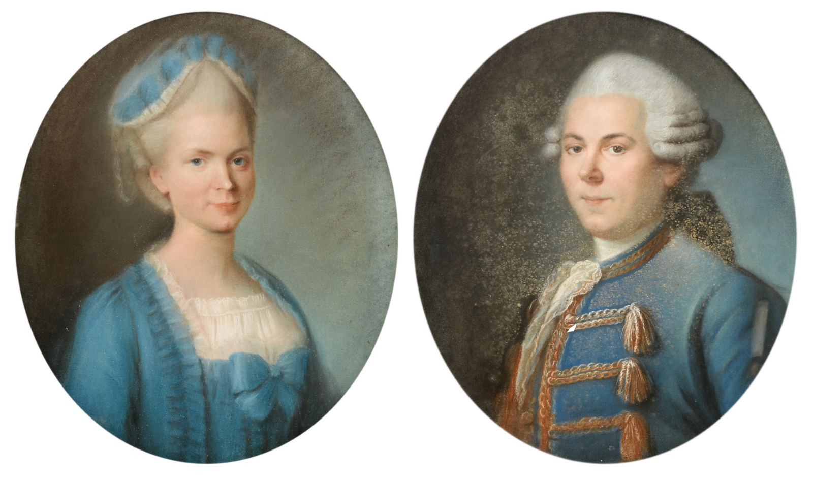 Unsigned, a double portrait of the Marquis and Marquise de Corberon, pastel on paper, period LXVI,