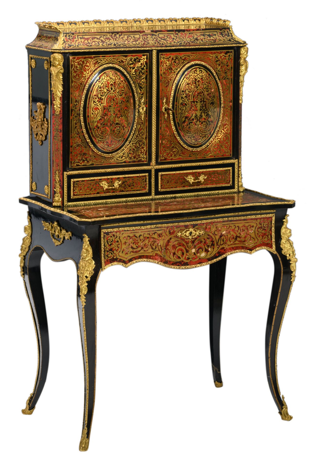 A Historism Boulle bonheur du jour, H 127 - W 75,5 - D 48,5 cm