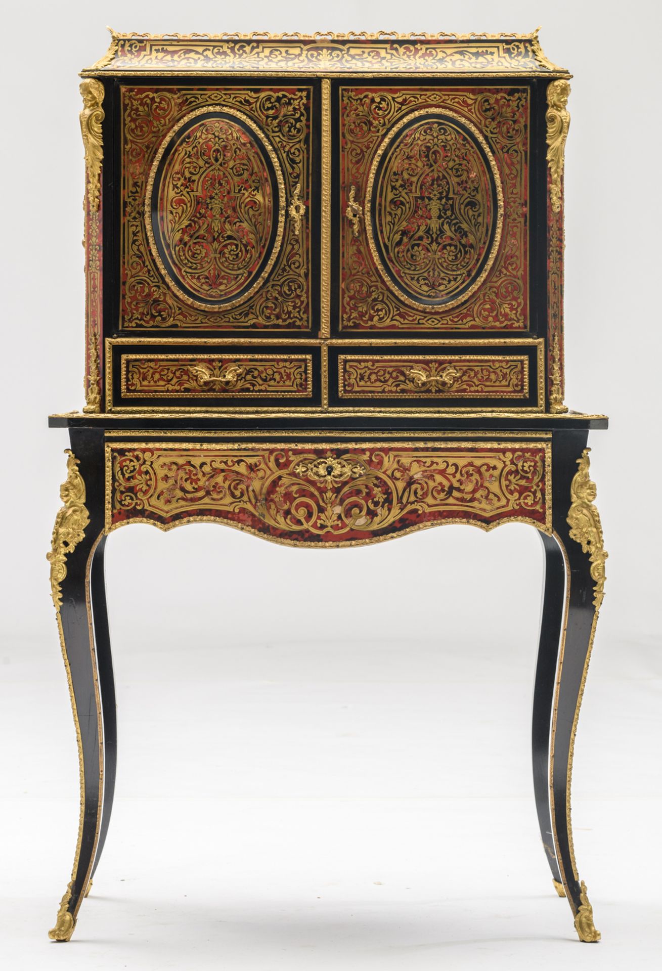 A Historism Boulle bonheur du jour, H 127 - W 75,5 - D 48,5 cm - Bild 3 aus 8