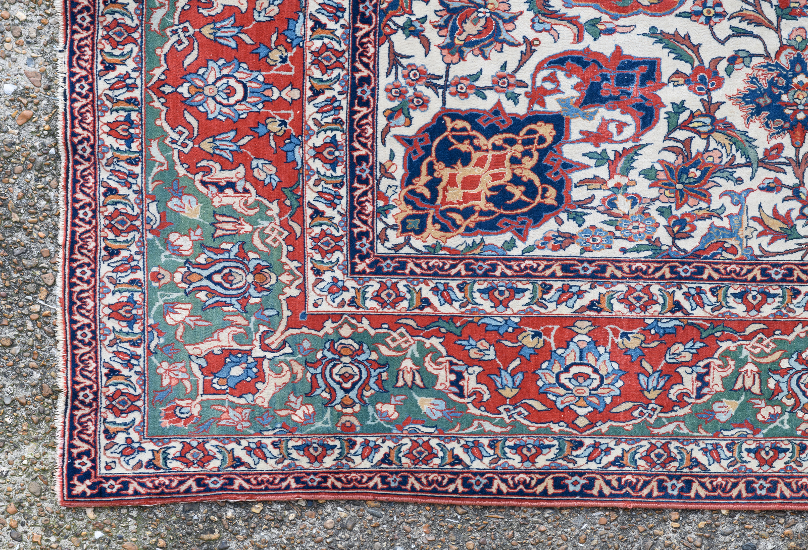 A fine Persian rug, wool and silk on cotton, decorated with floral motifs and a central medallion, - Image 3 of 4