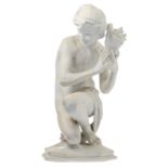 Carpeaux J.B. (after), 'Pêcheur napolitain à  la coquille' (the Neapolitan fisherboy), biscuit,