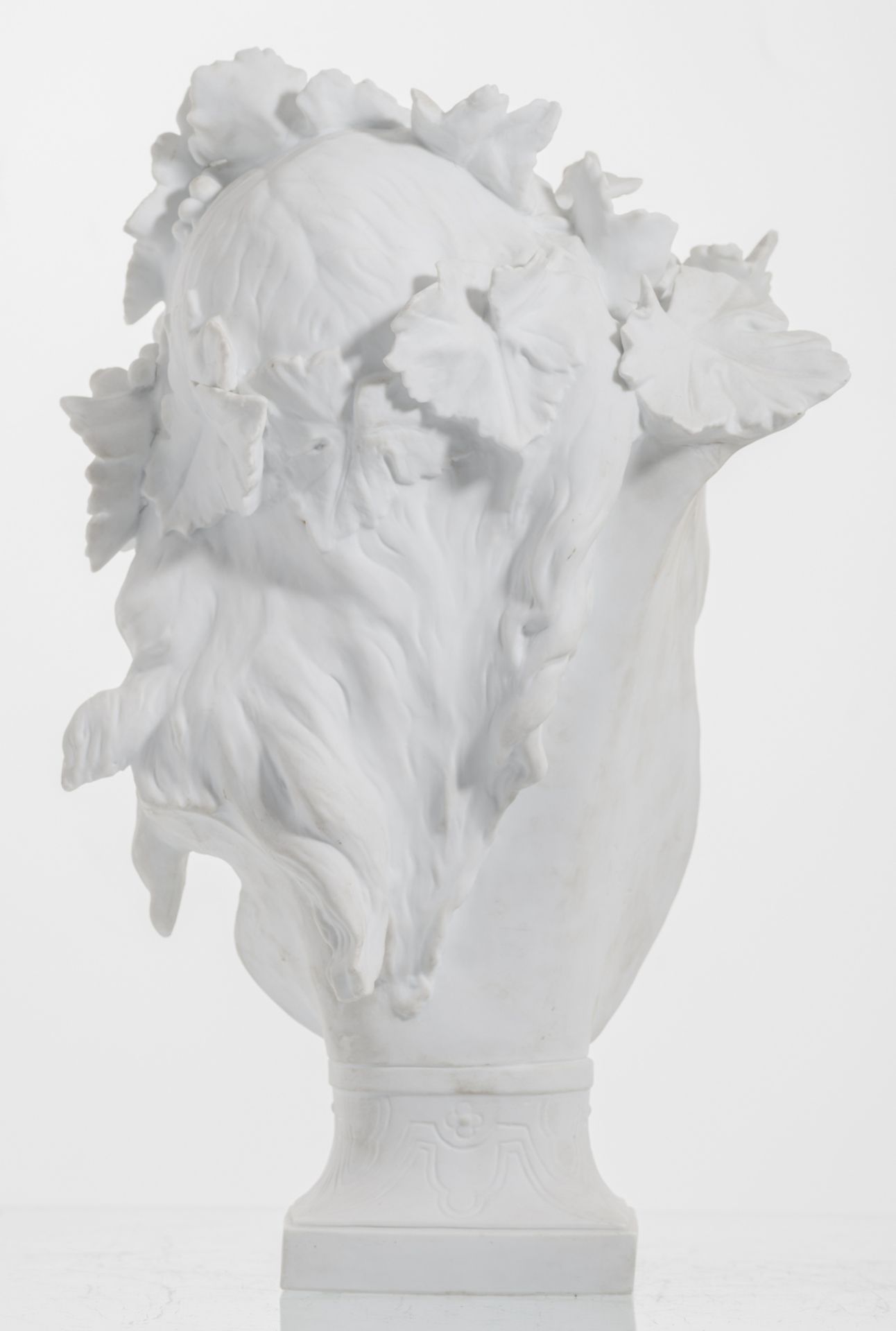 Lecorney, a biscuit bust of a bacchante, marked 'E.B. Paris', H 47 cm - Image 4 of 7