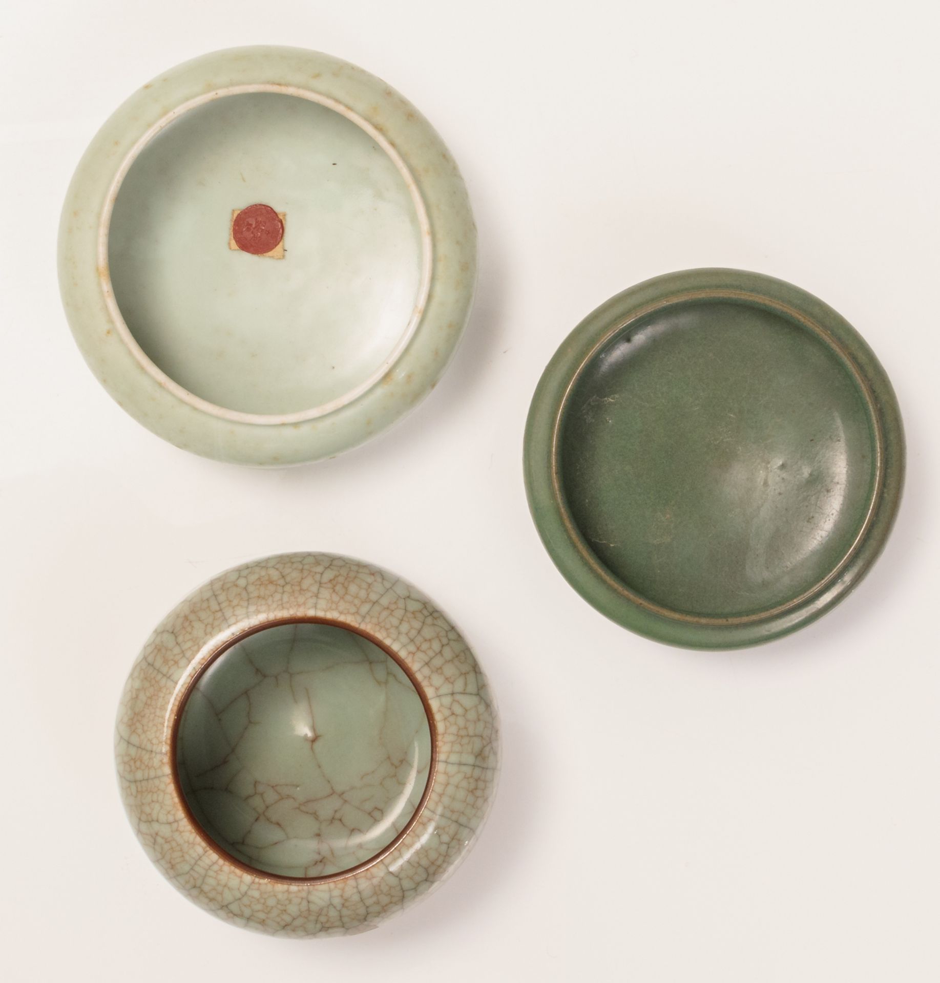 A various of Chinese celadon and crackleware porcelain and stoneware vases, plates and cups, two - Image 6 of 30