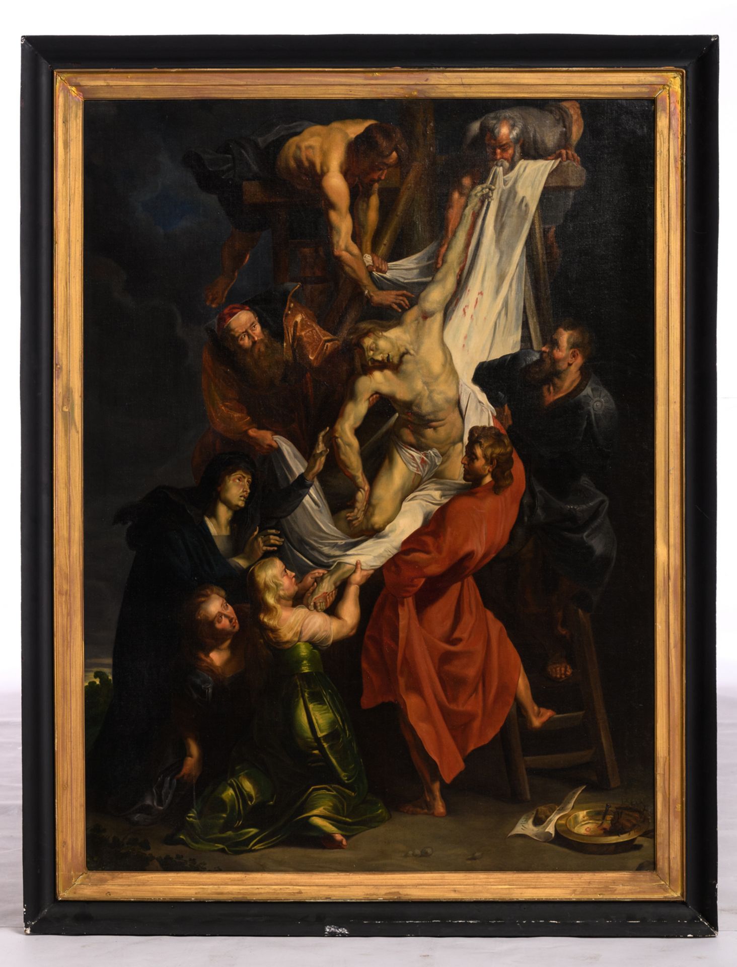 Unsigned, the descent from the cross after Rubens, oil on canvas, 19thC, 90 x 123 cm - Bild 2 aus 3