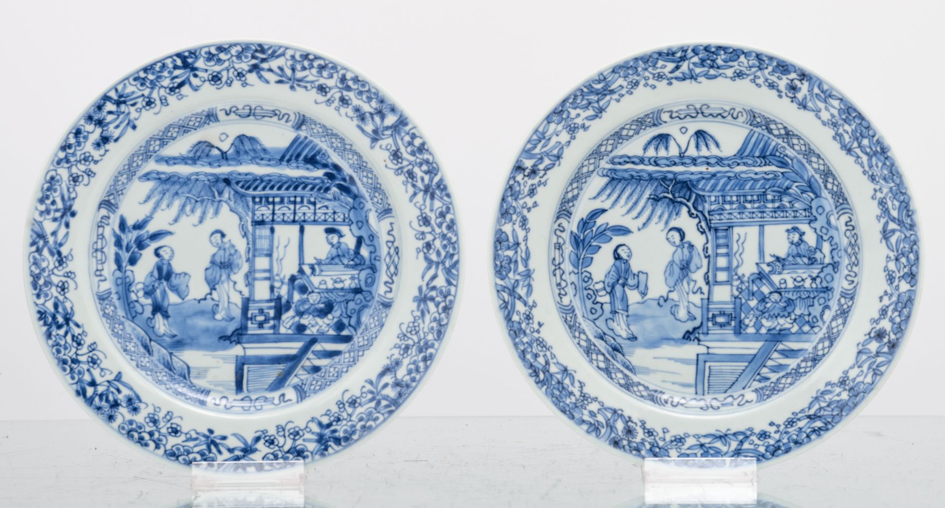 Various Chinese blue and white decorated porcelain items depicting figures in different - Image 2 of 18