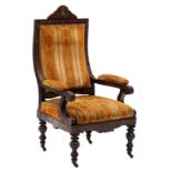 A rosewood and Boulle marquetry Baroque revival armchair, possibly Prussian, 19thC, H 123 - W 68 - D