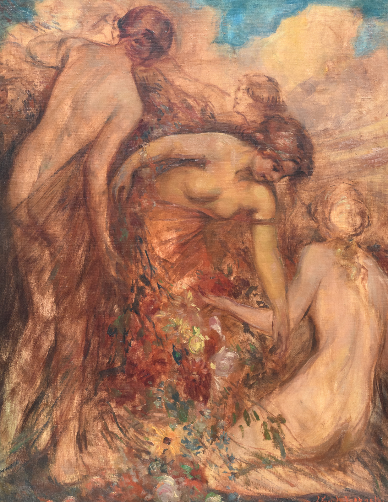 Van de Veegaete J., graceful nymphs in a landscape, oil on canvas, 71 x 91 cm