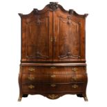 A late 18thC Dutch mahogany bronze mounted cabinet, H 241 - W 186 - D 70 cm