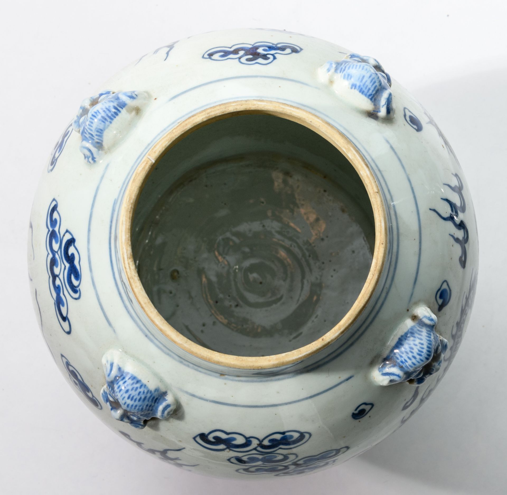 A Chinese celadon ground blue and white decorated vase with a phoenix, a rock and flower branches, - Image 7 of 10