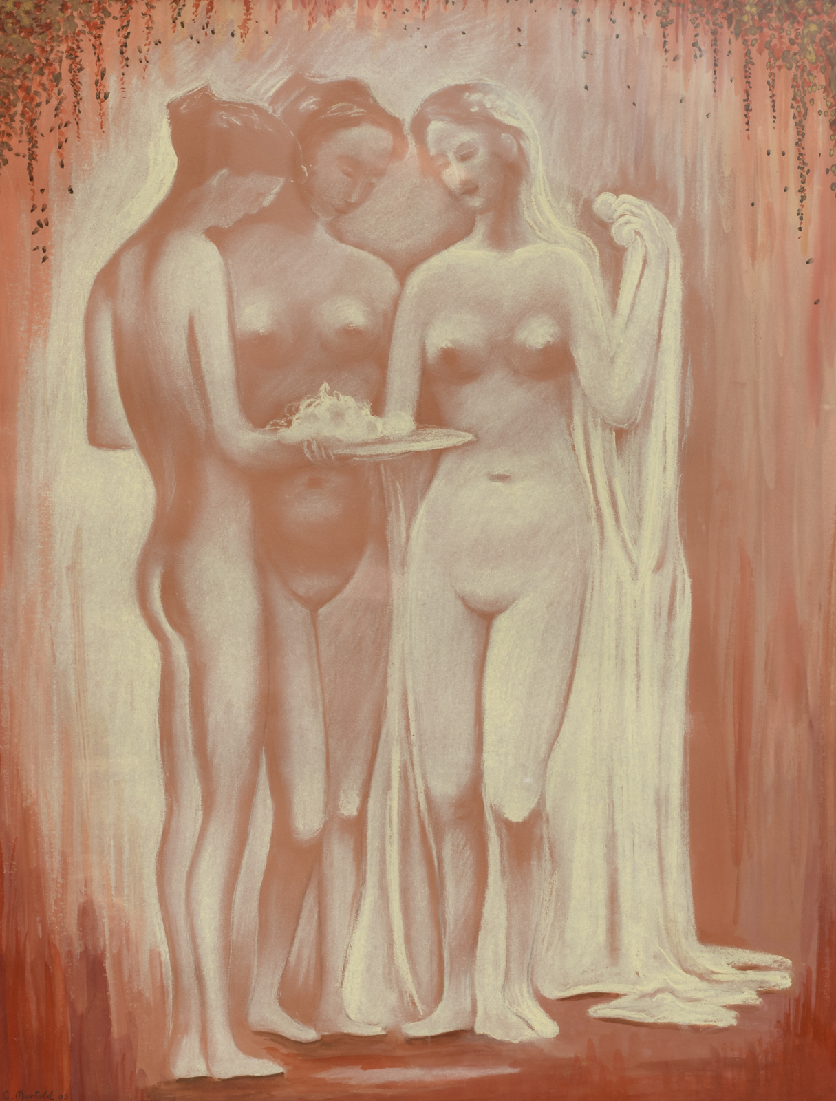 Montald C., the three graces, pastel, 58,5 x 70,5 cm