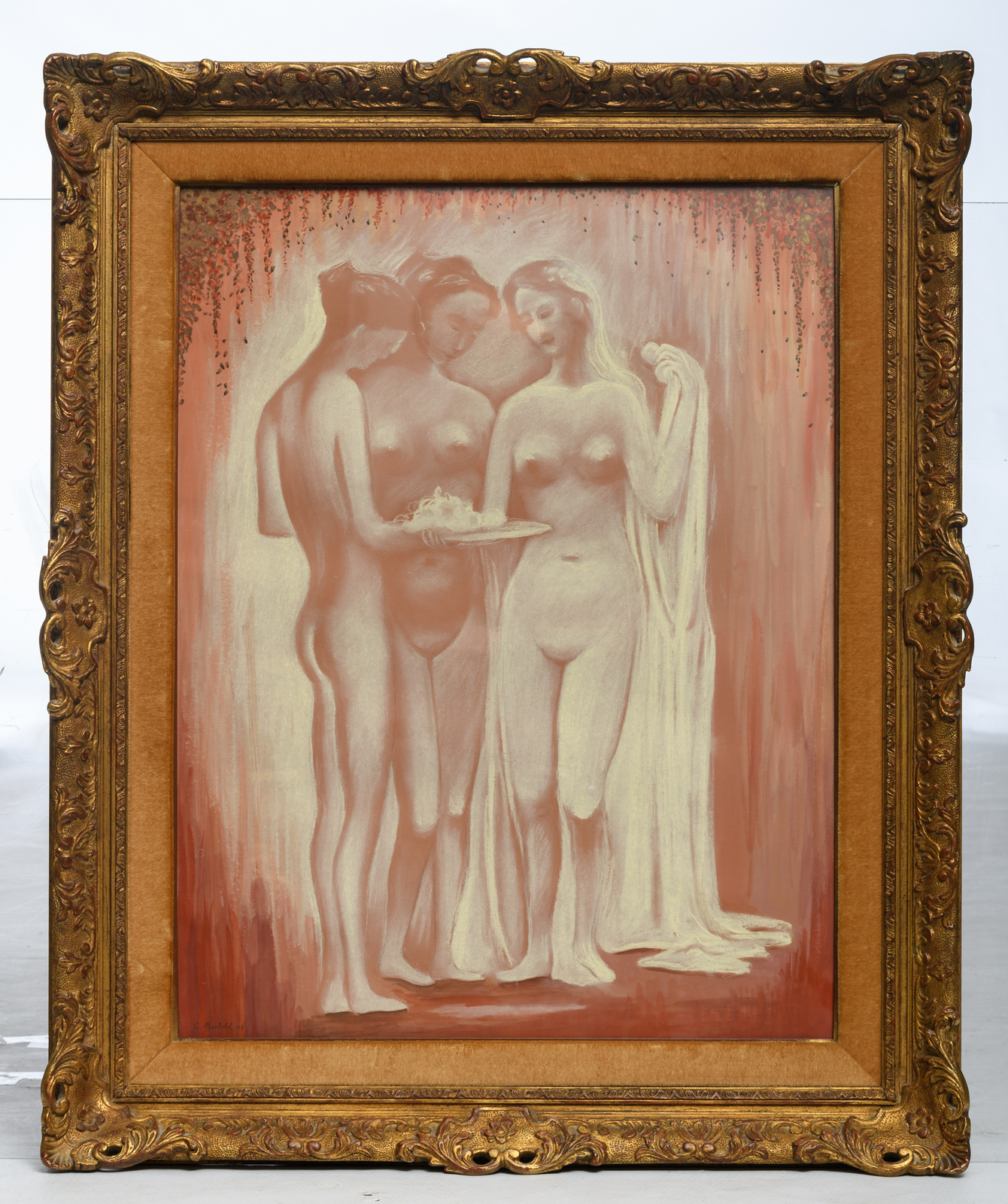 Montald C., the three graces, pastel, 58,5 x 70,5 cm - Image 2 of 4