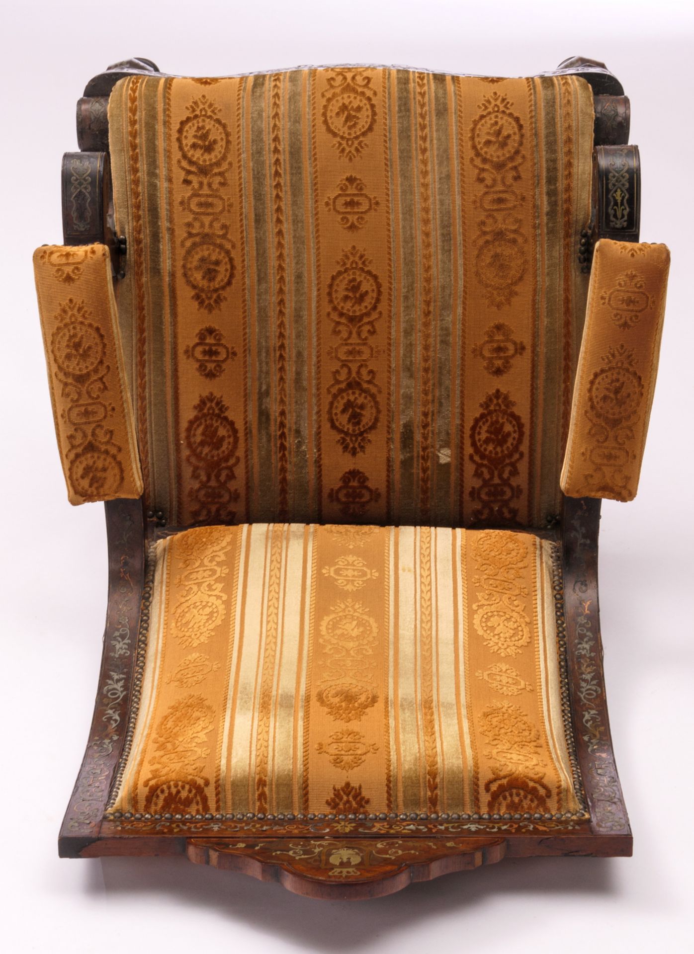 A rosewood and Boulle marquetry Baroque revival armchair, possibly Prussian, 19thC, H 123 - W 68 - D - Bild 6 aus 7