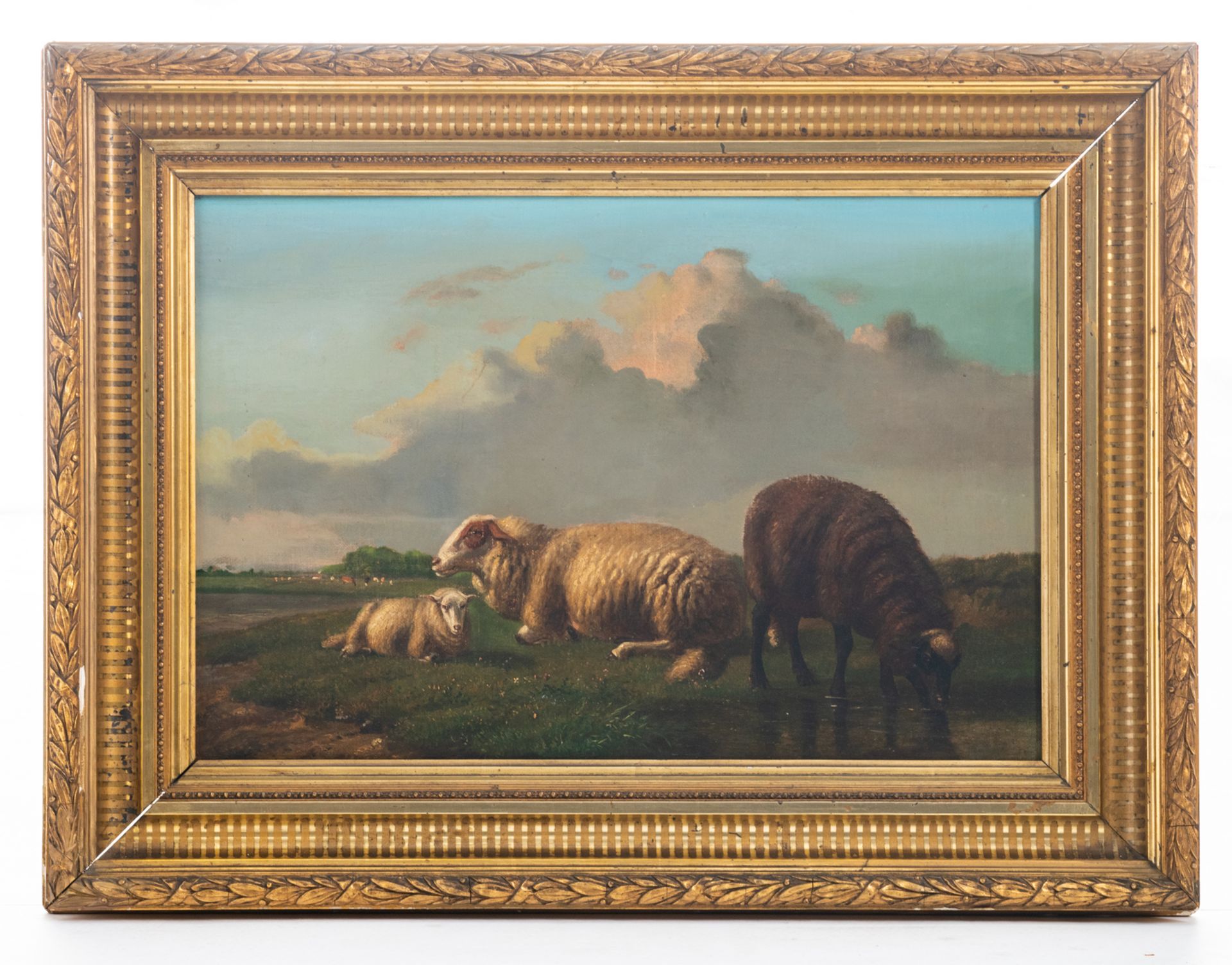 Verwee L.P., sheep in a meadow, oil on canvas, 37 x 54 cm - Image 2 of 4