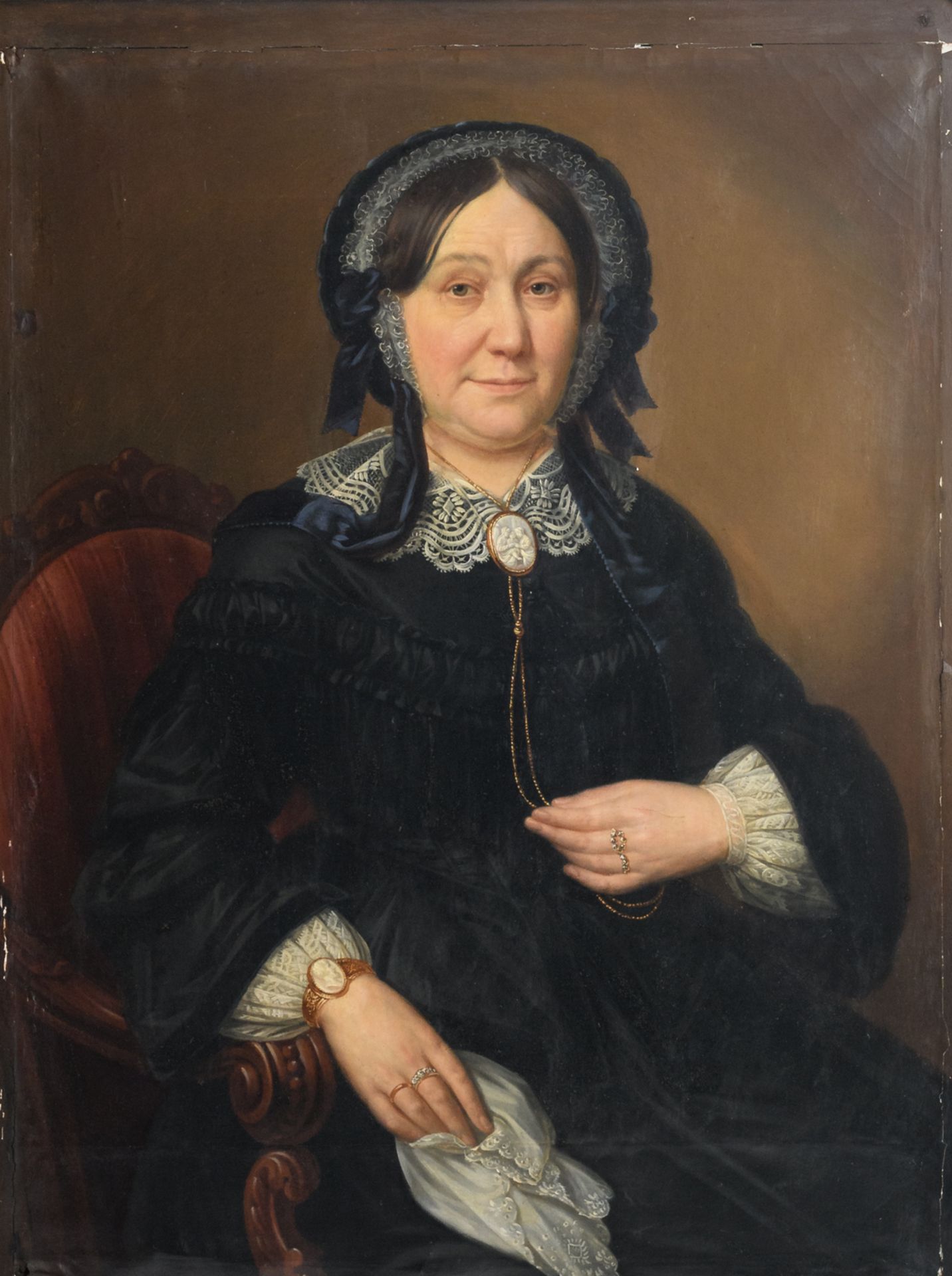 Unsigned, a portrait of a lady, oil on canvas, 19thC, 79 x 103 cm