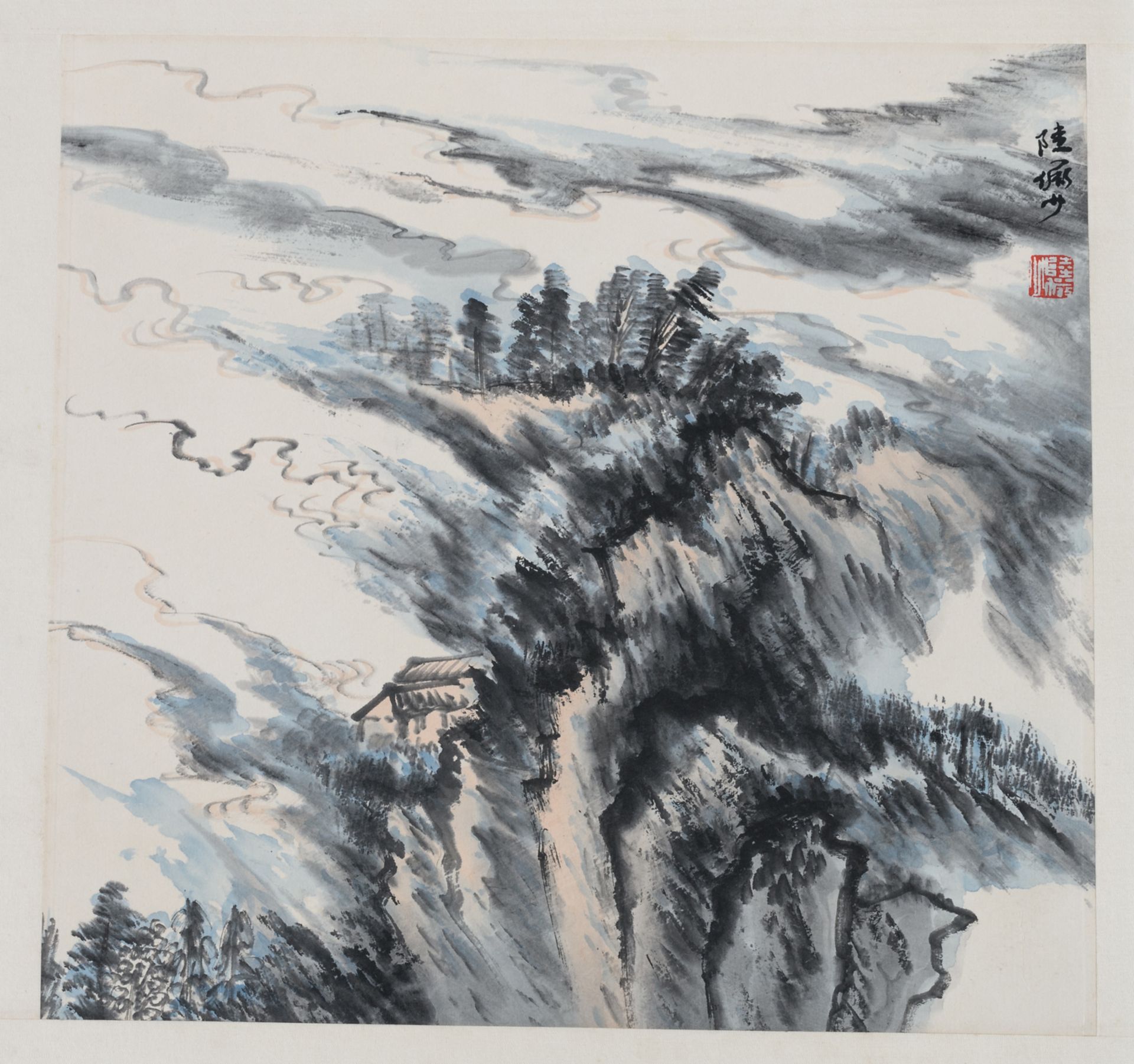 Lu Yanshao, an album with nine landscapes and one calligraphic text, 32,2 x 33 (painting) - 37,6 x - Bild 7 aus 14