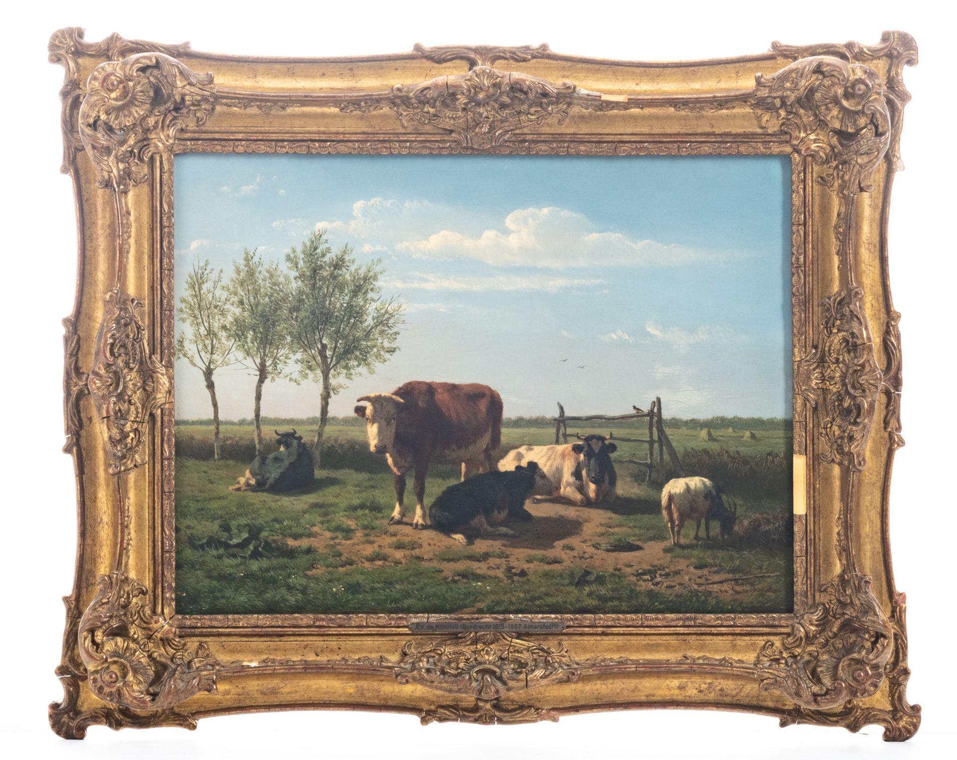 De Koningh A.K., cattle in a landscape, oil on panel, ex. De Vuyst 05 1999 (lot 533), 33 x 44 cm - Image 2 of 4
