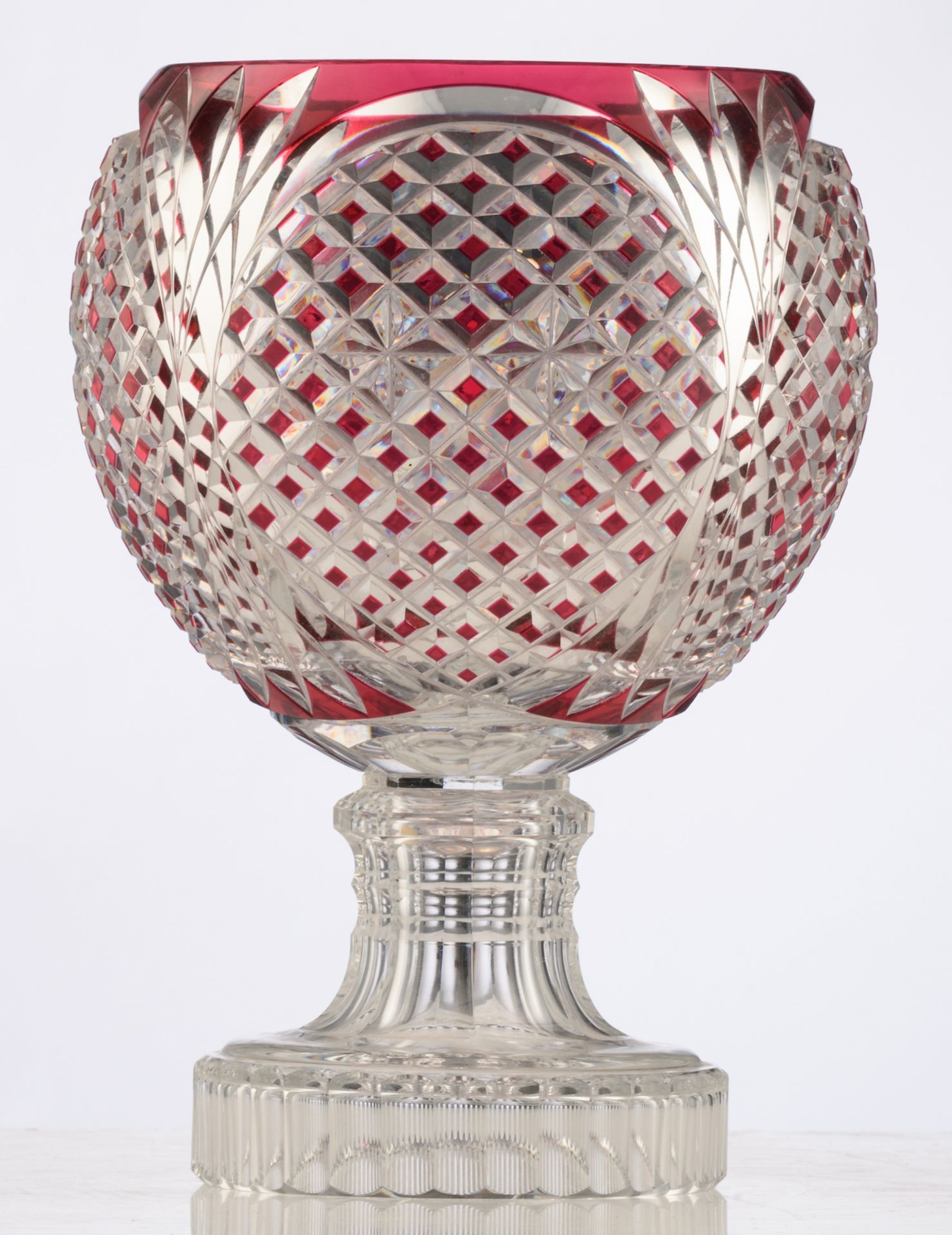 A 50s Val-Saint-Lambert ruby overlay crystal vase, H 35,5 cm - Image 4 of 7