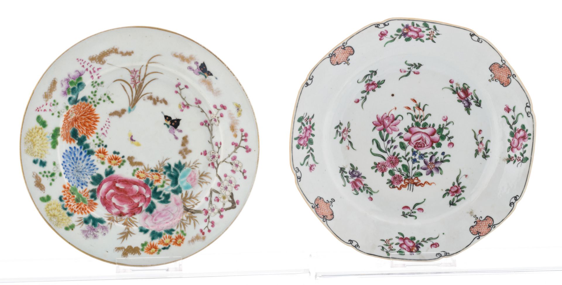 A Chinese famille rose floral decorated export porcelain dish, 18thC; added a various Chinese - Bild 3 aus 9