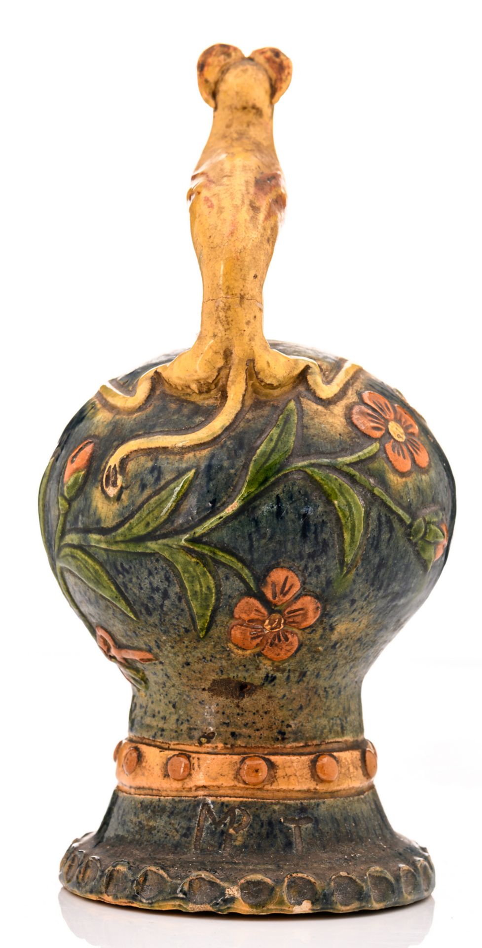 A rare typical Flemish earthenware money box in the Arts & Crafts way, Thourout Willemyns period - Image 5 of 7