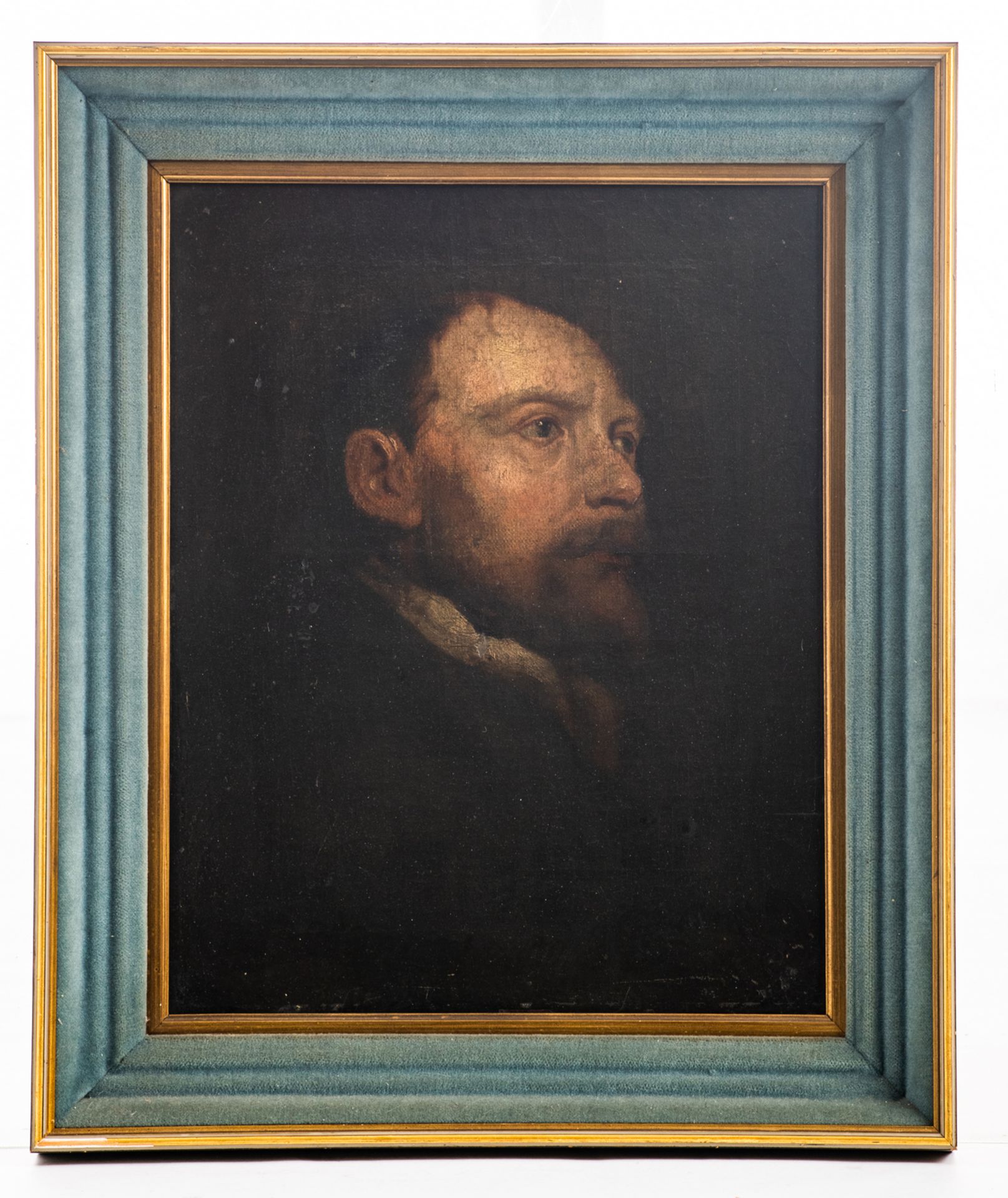 Unsigned, a portrait of a man, oil on canvas, first half of the 19thC, 38 x 48 cm - Image 2 of 3