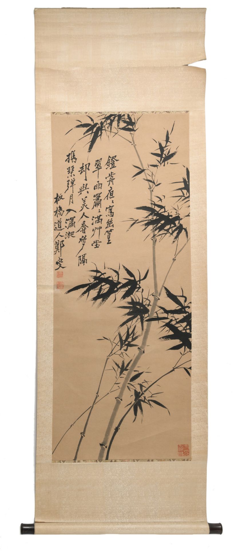 A Chinese scroll, Indian ink on paper, depicting bamboo, 19th / 20thC, 45 x 114 cm