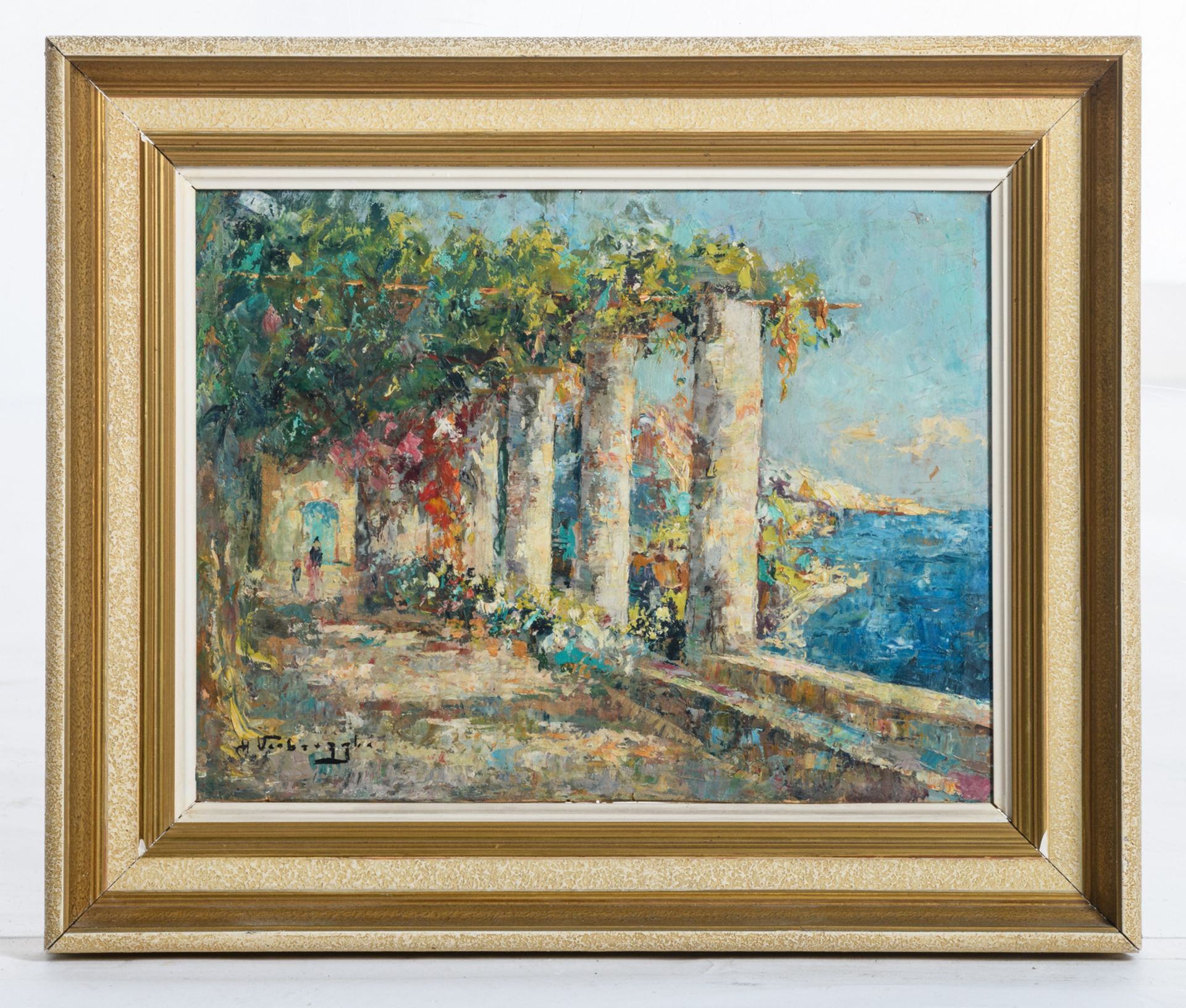 Verbrugghe Ch., 'Pergola in Sorento Amalfi', oil on plywood, 25,5 x 33,5 cm - Image 2 of 4