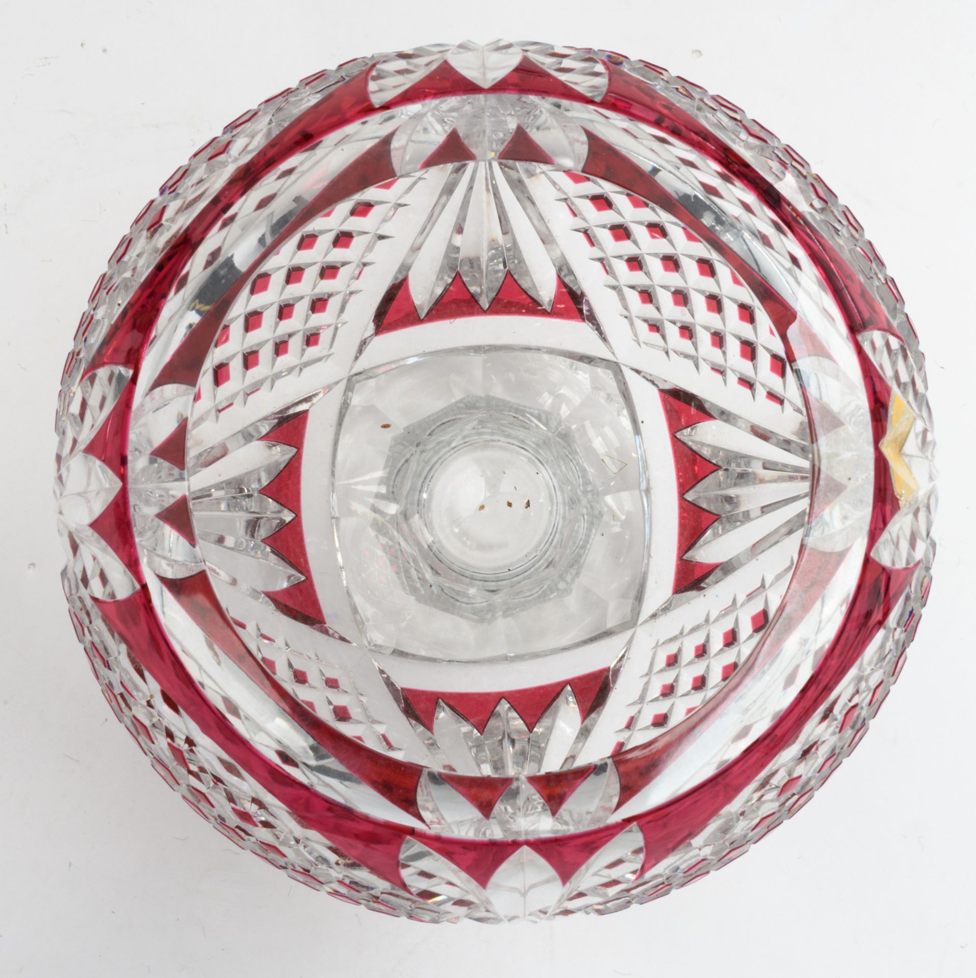 A 50s Val-Saint-Lambert ruby overlay crystal vase, H 35,5 cm - Image 5 of 7