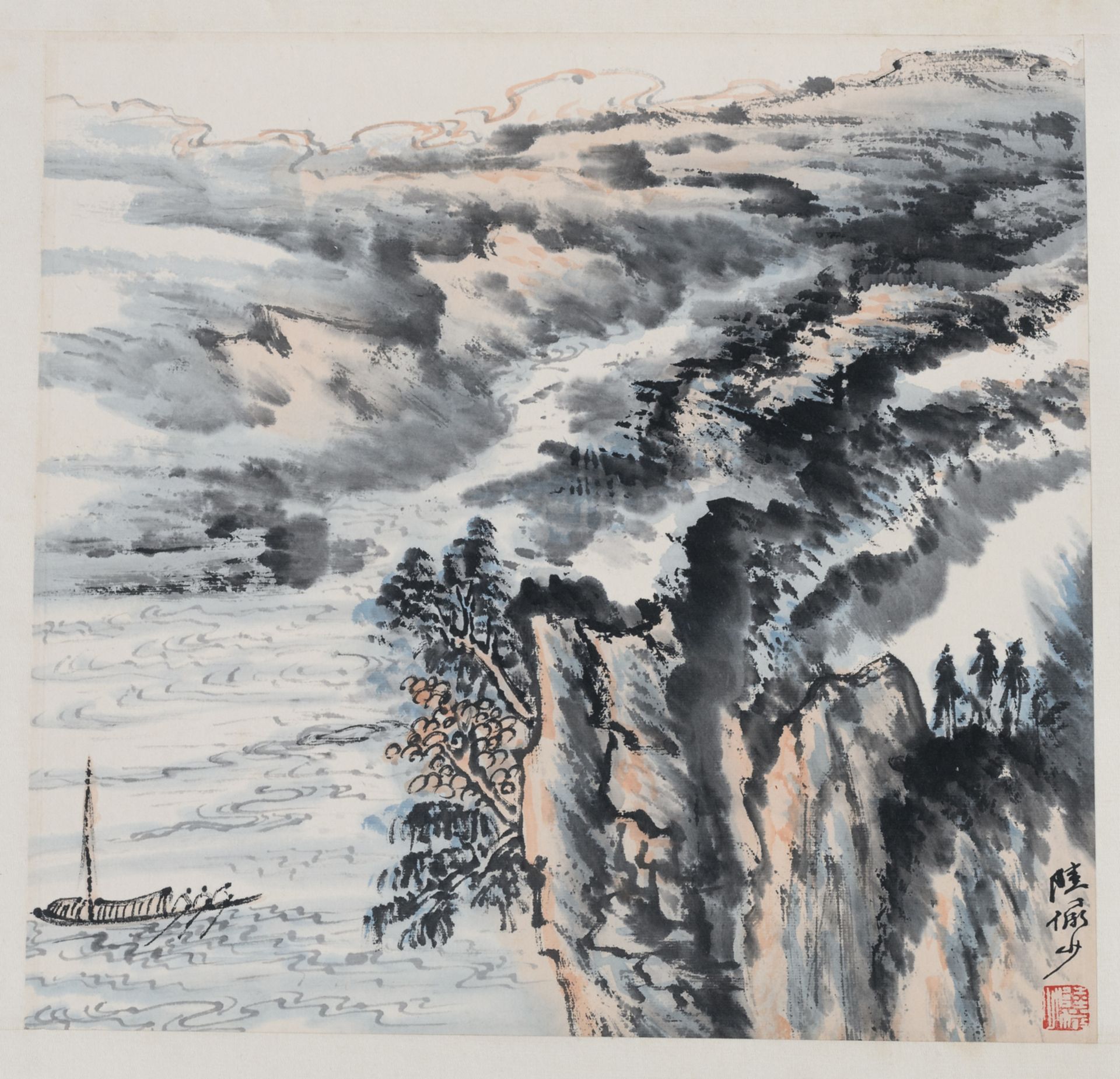 Lu Yanshao, an album with nine landscapes and one calligraphic text, 32,2 x 33 (painting) - 37,6 x - Bild 5 aus 14