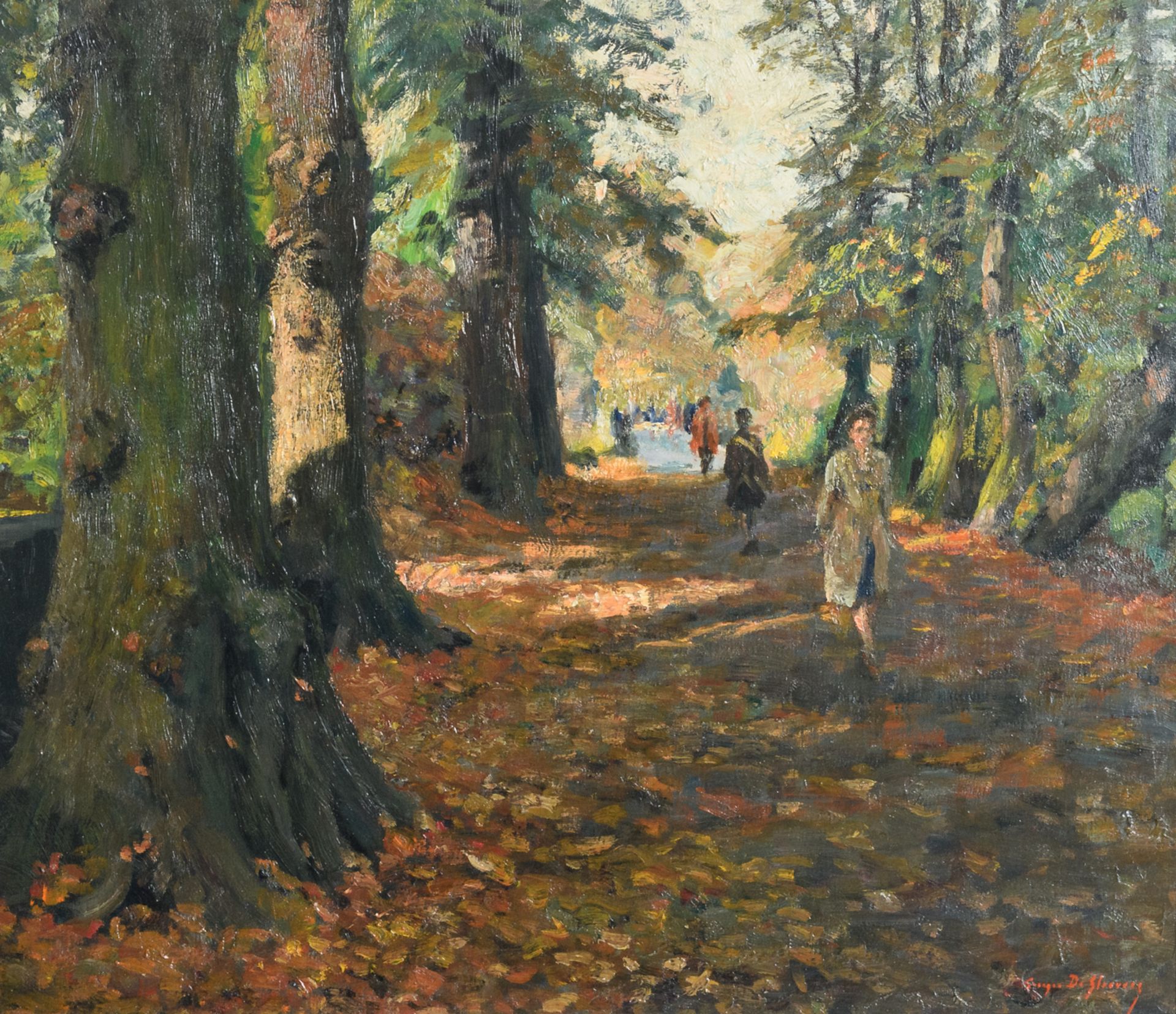 De Sloovere G., a path with girls, oil on canvas, 60 x 70 cm