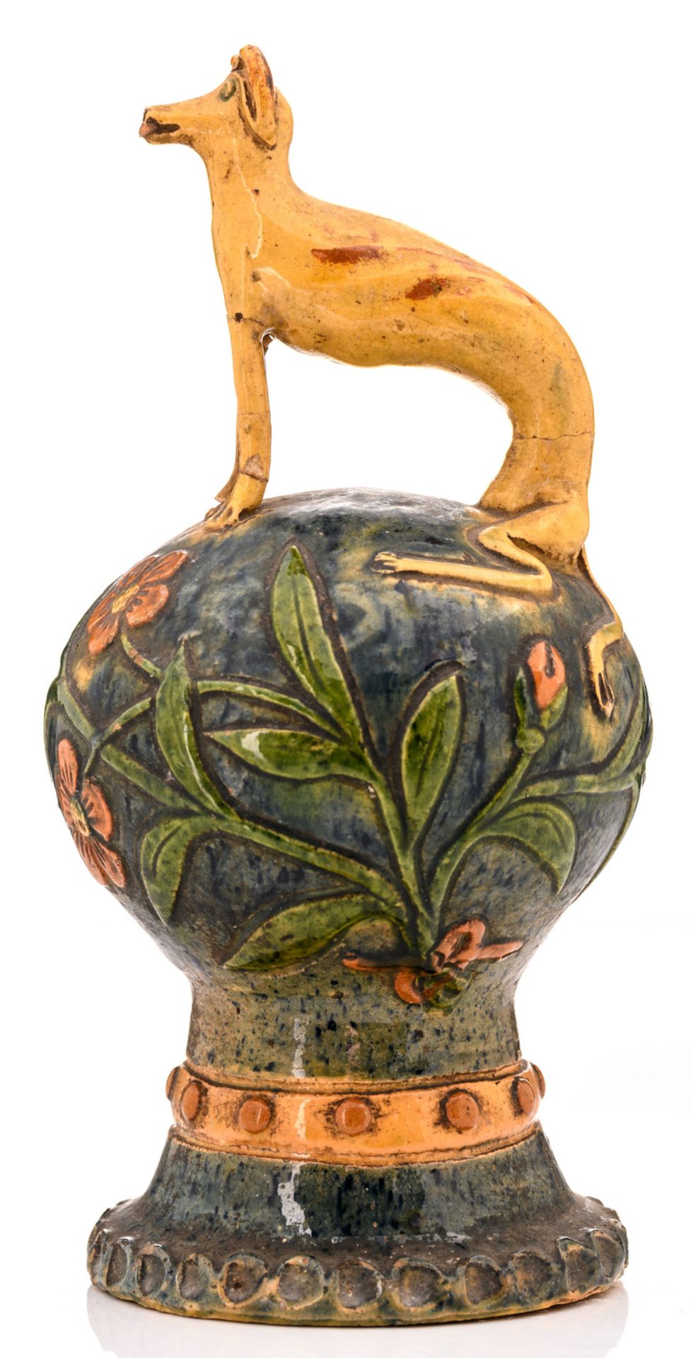 A rare typical Flemish earthenware money box in the Arts & Crafts way, Thourout Willemyns period - Image 4 of 7