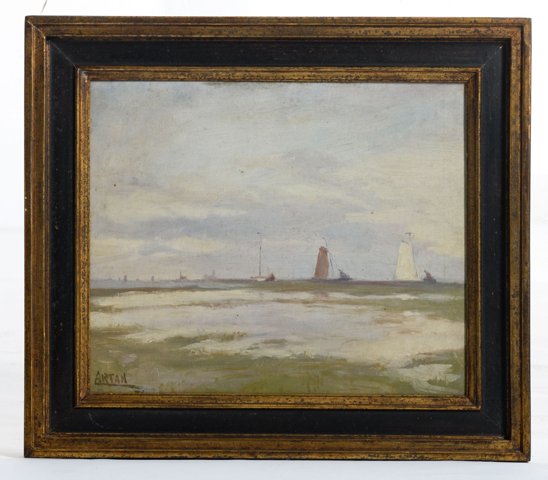 Artan, a marine, oil on board, 31 x 36,5 cm - Bild 2 aus 4