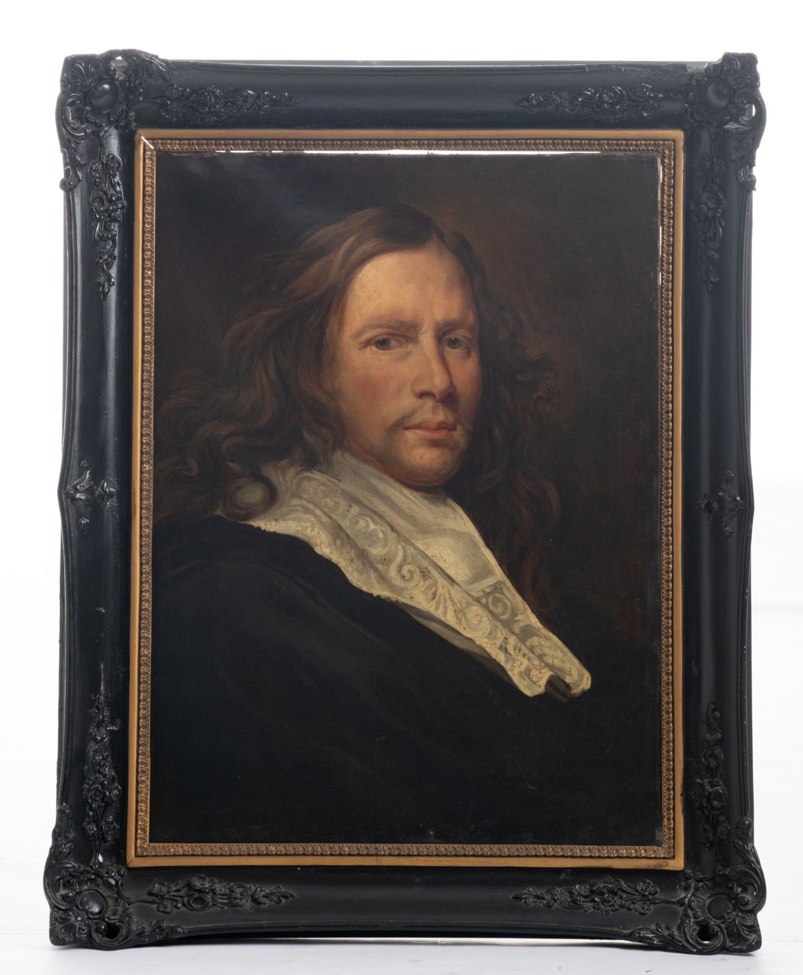 Unsigned, a portrait of a man in the 17thC manner, oil on canvas, 19thC, ex. Auction Van Dyck - - Image 2 of 3