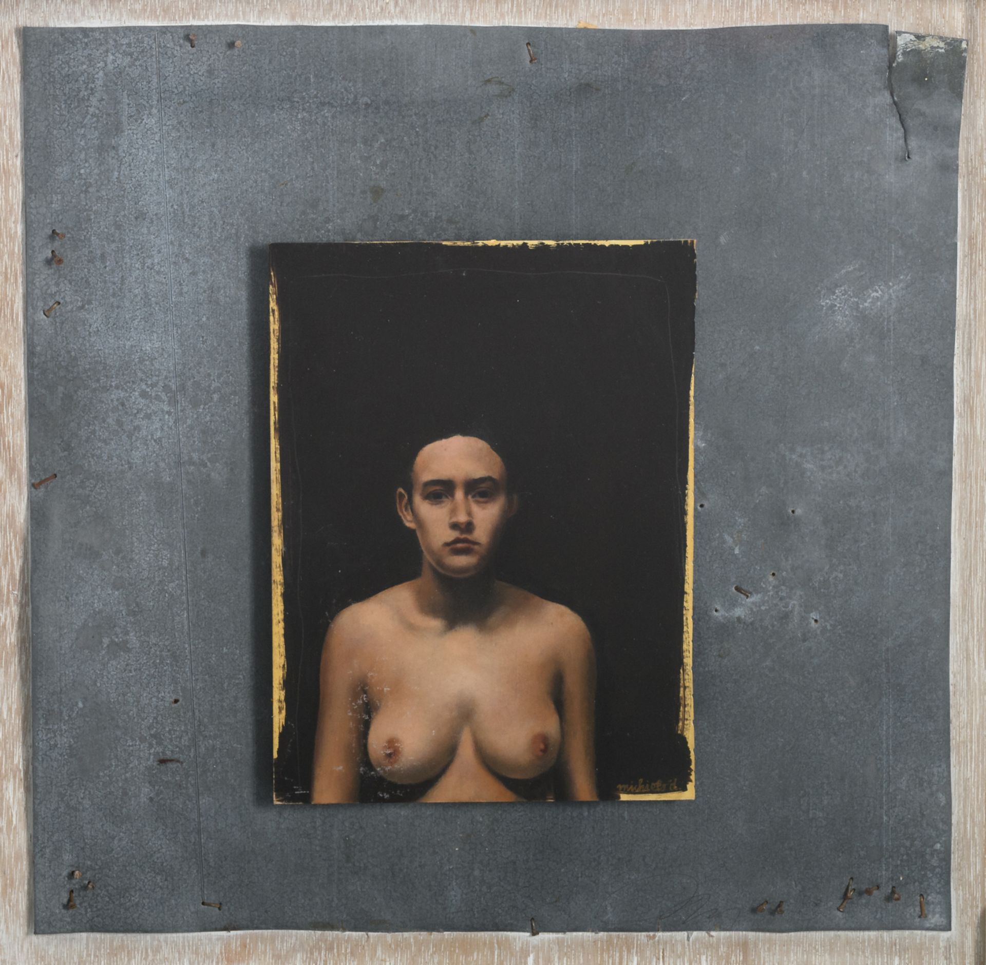 Michiels D., 'Marianne', oil on zinc, dated 1998, in a plexi box, 36 x 36 cm