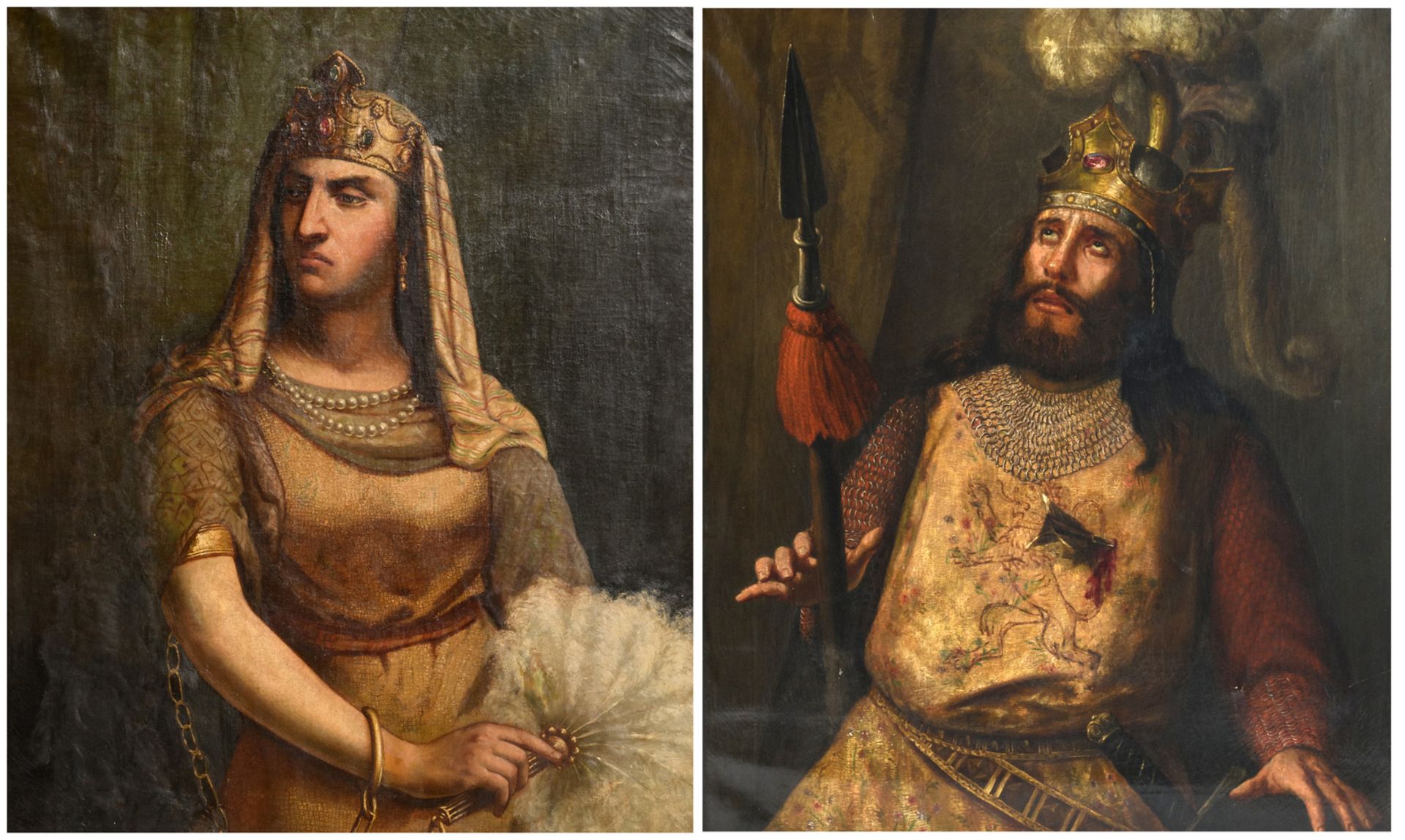 Unsigned, a double portrait of Richard I of England and Berengaria of Navarre, oil on canvas, 19thC,