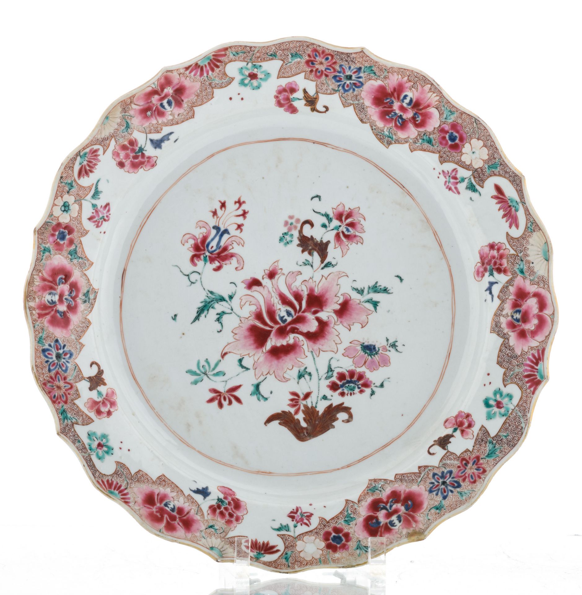 A Chinese famille rose floral decorated export porcelain dish, 18thC; added a various Chinese - Bild 6 aus 9