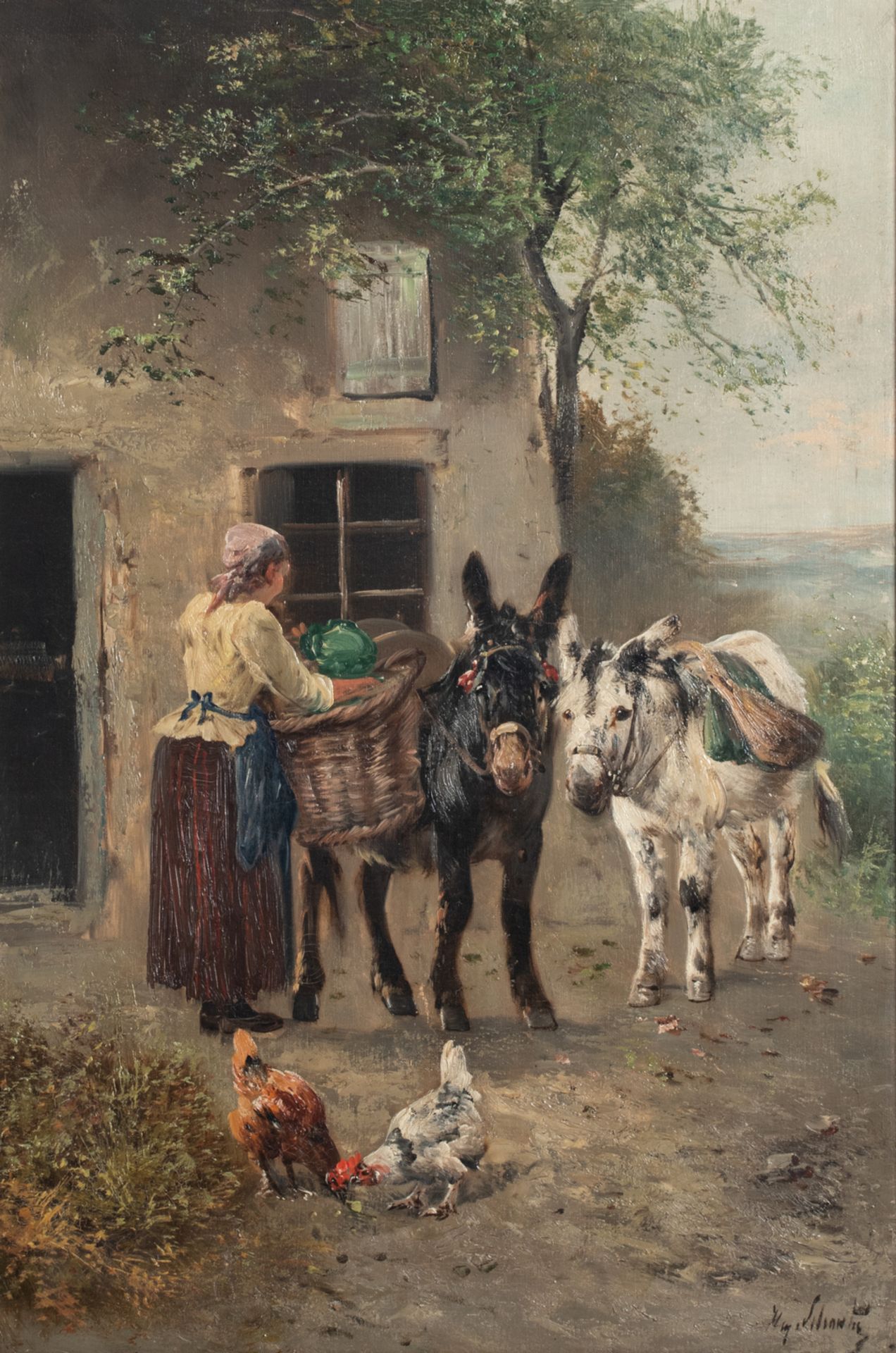 Schouten H., loading wares for the market, oil on canvas, 61 x 90 cm