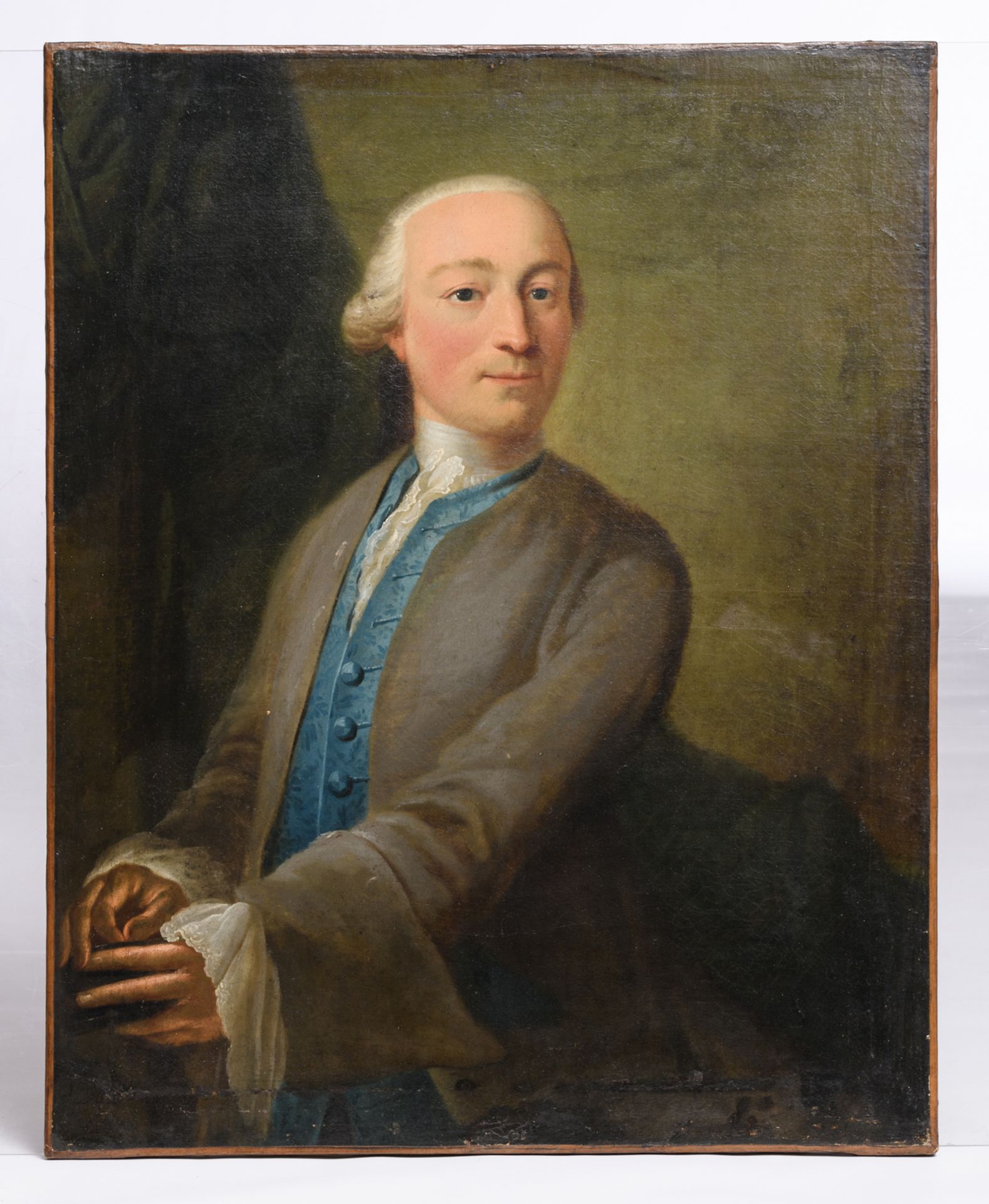 Illegibly signed (Daw... A.?), a portrait of a man, oil on canvas, dated 1755, 65 x 85 cm - Image 2 of 4
