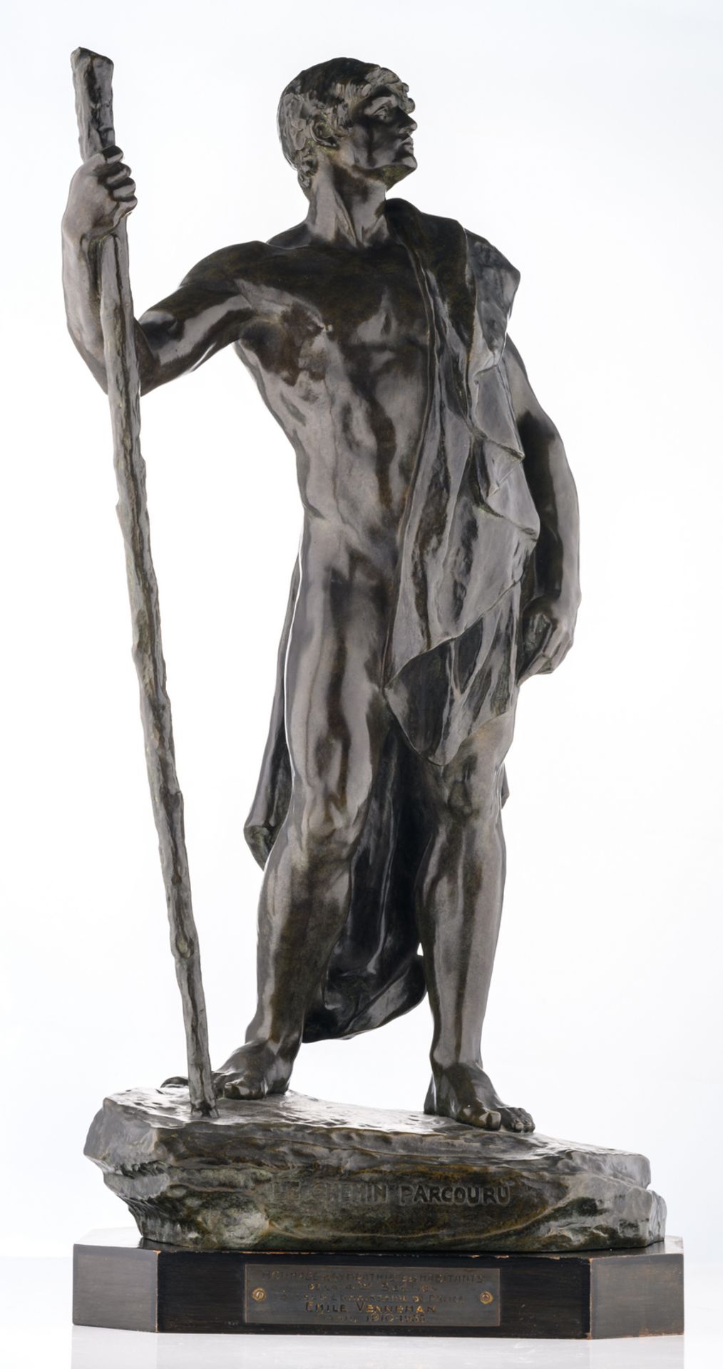 Colin G., 'Le chemin parcouru', patinated bronze, on a wooden base with dedication to Emile - Bild 2 aus 9