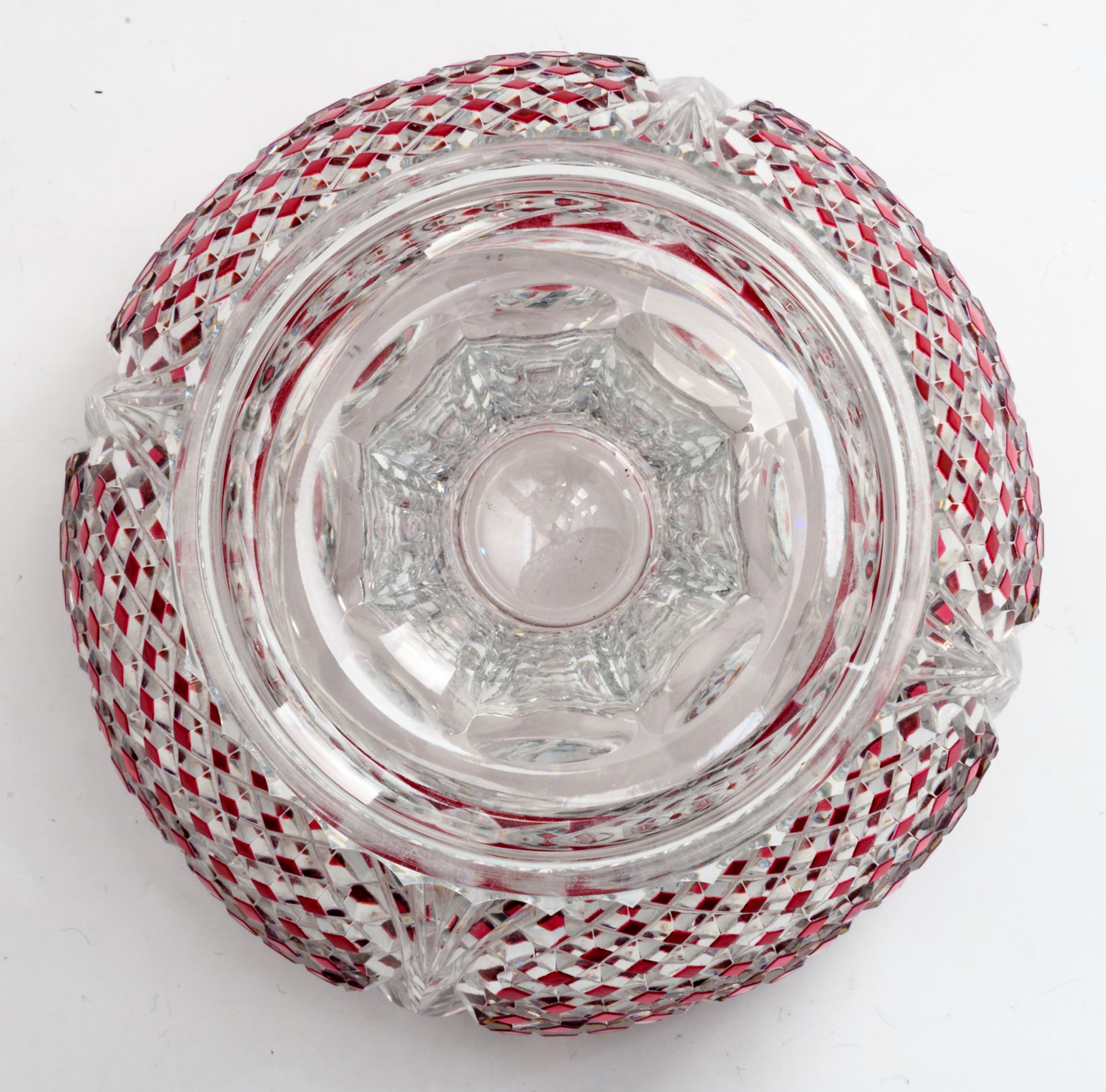 A 50s Val-Saint-Lambert ruby overlay crystal vase, H 35,5 cm - Image 6 of 7