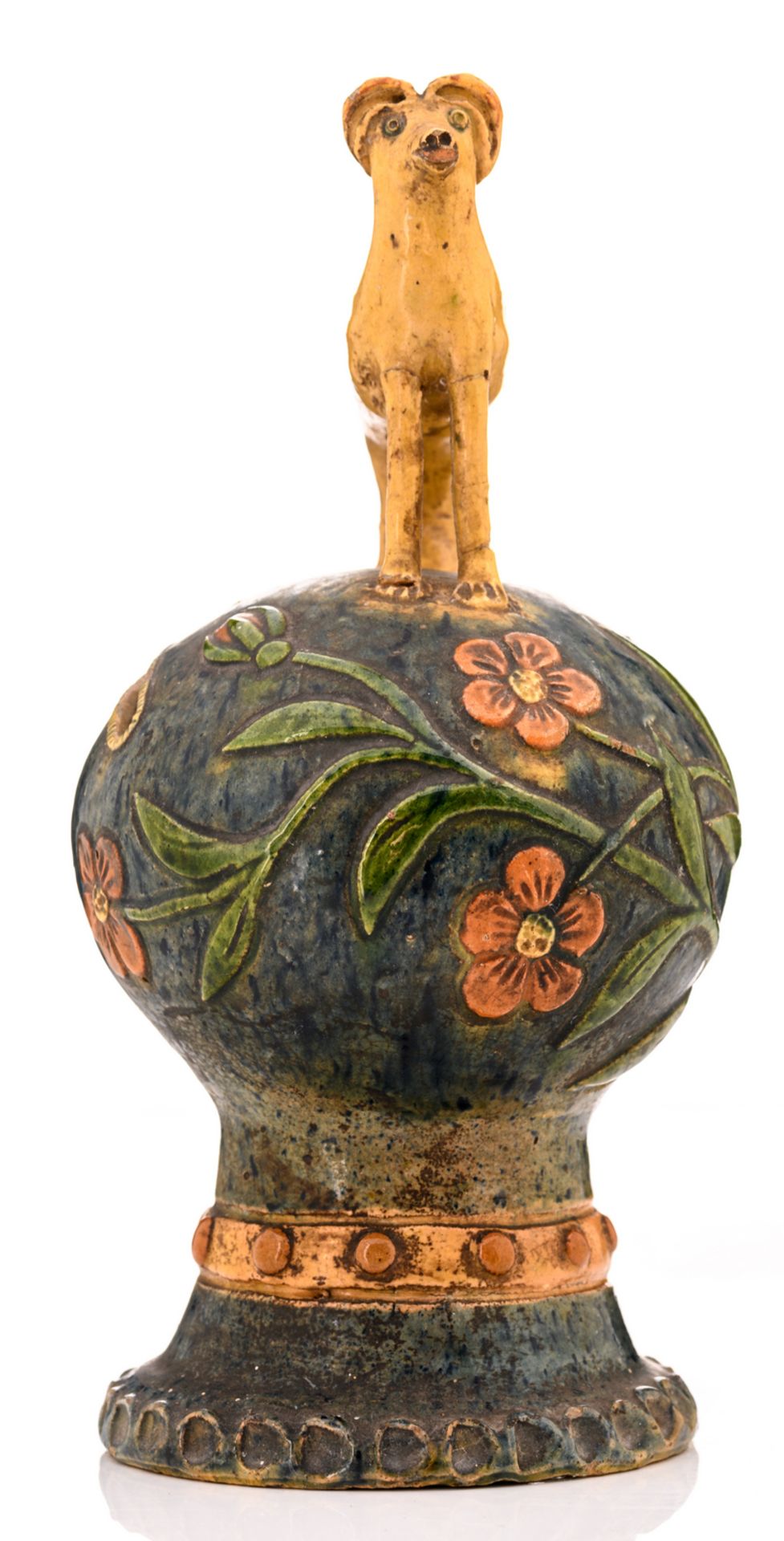 A rare typical Flemish earthenware money box in the Arts & Crafts way, Thourout Willemyns period - Image 3 of 7