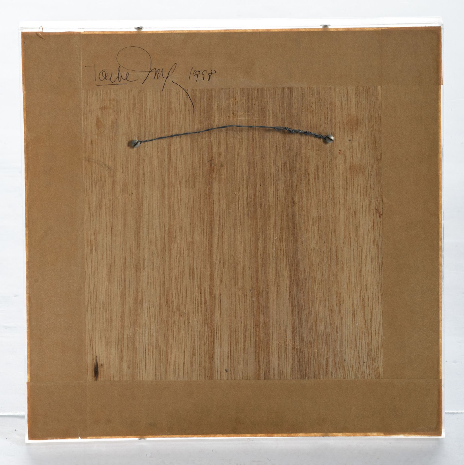 Michiels D., 'Tache', oil on zinc, dated 1998, in a plexi box, 36 x 36 cm - Image 6 of 6