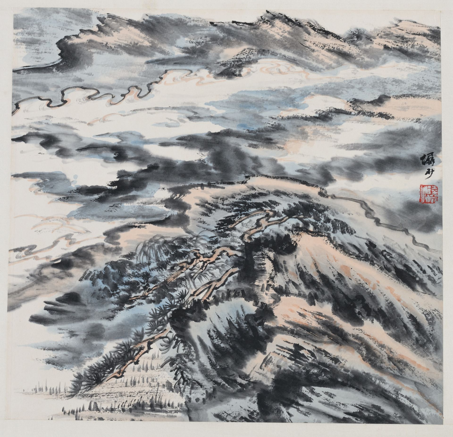 Lu Yanshao, an album with nine landscapes and one calligraphic text, 32,2 x 33 (painting) - 37,6 x - Bild 6 aus 14