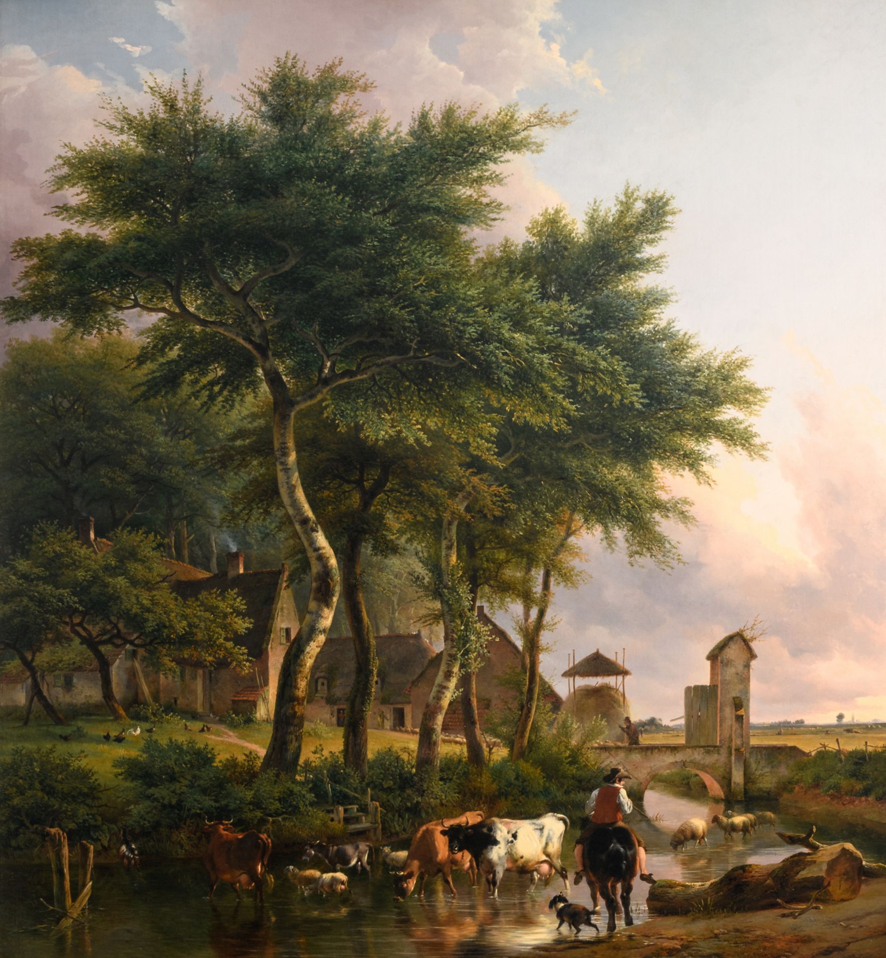 Verboeckhoven E. and De Jonghe J.B., the return of the cattle, oil on canvas, dated 1834, 130 x