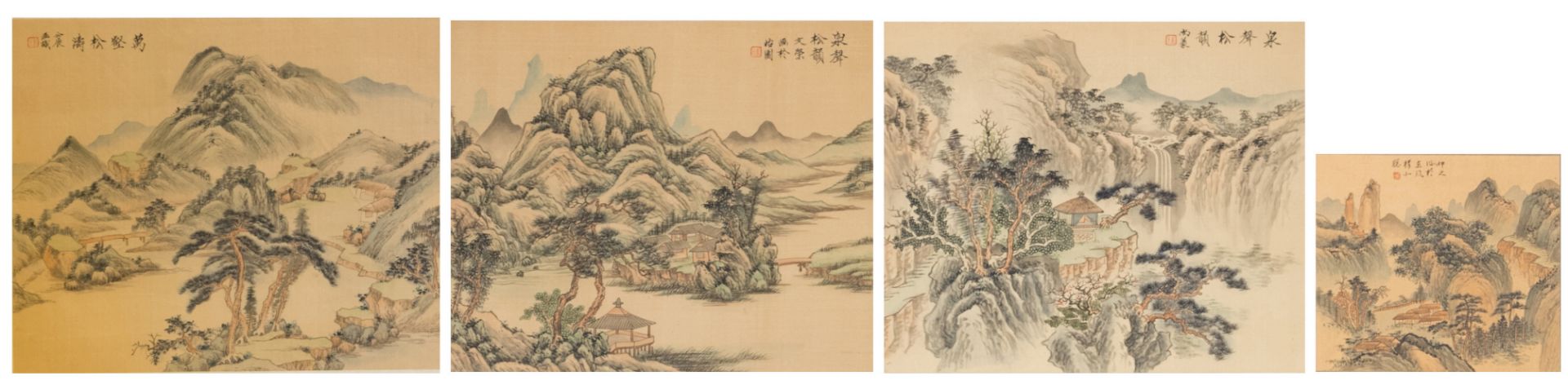 A Chinese watercolour depicting antiquities and flower branches, framed; added three Chinese - Bild 5 aus 7