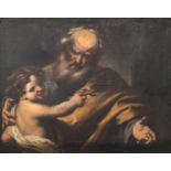 No visible signature, a Saint (Peter?) with the Holy Child, oil on canvas, most probably Low