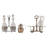 An 18thC Neoclassical silver cruet set, probably date letter 1787, other hallmarks unreadable; added